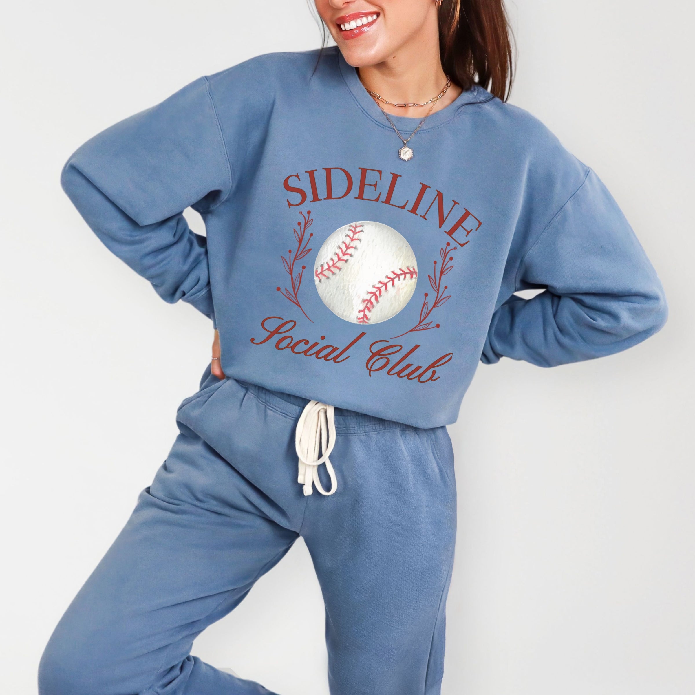 Baseball Sideline Social Club - Women's Lightweight Garment Dyed Sweatshirt