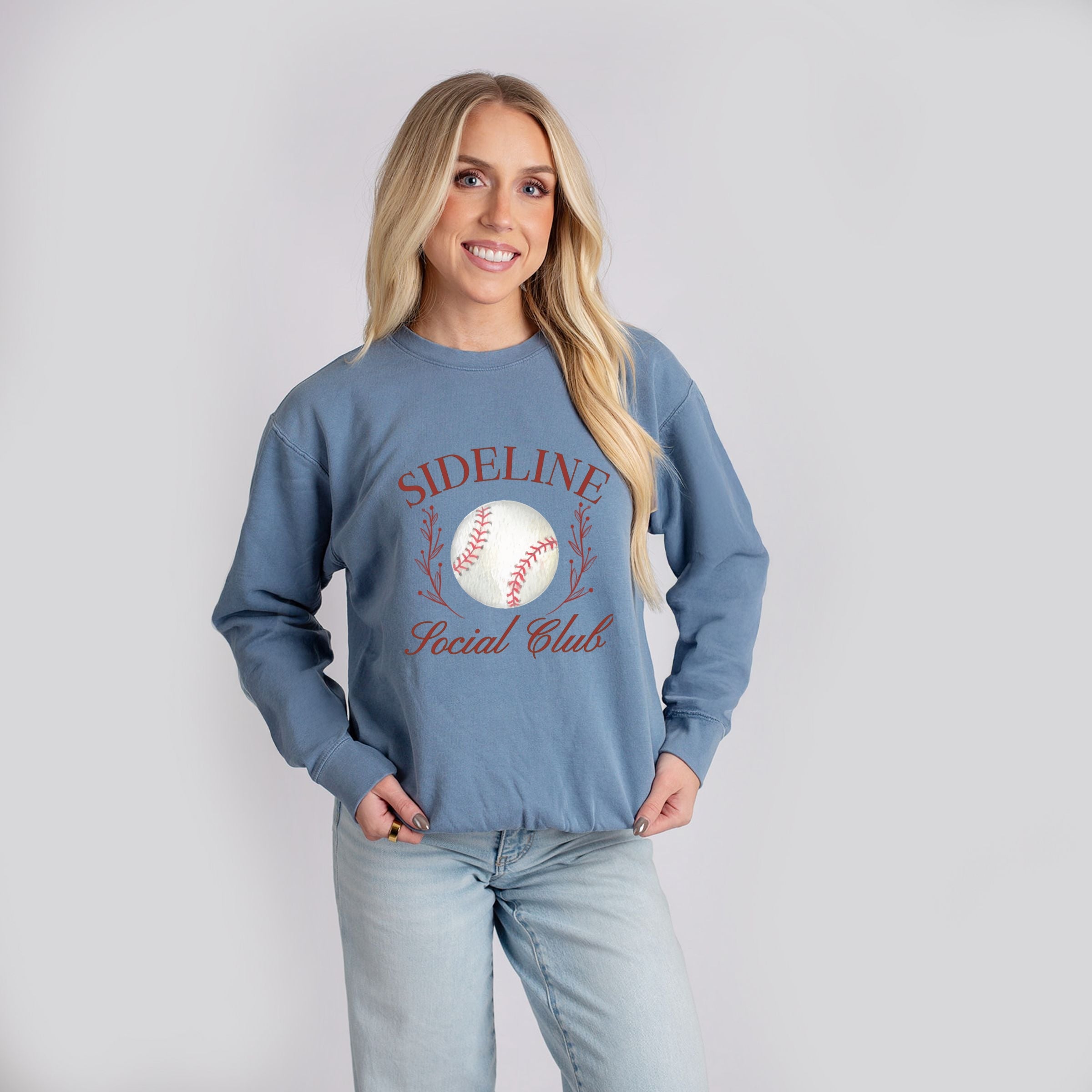 Baseball Sideline Social Club - Women's Lightweight Garment Dyed Sweatshirt