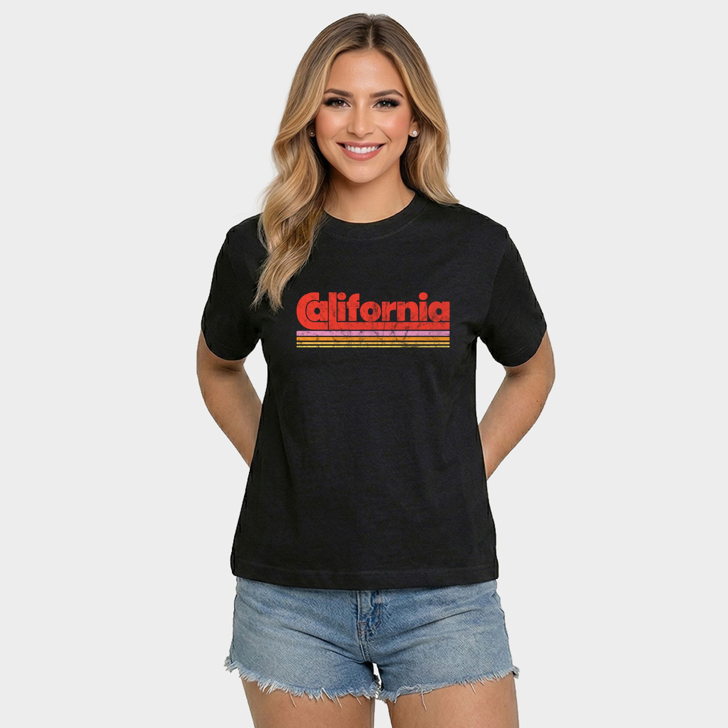California Retro Stripes - Women's Relaxed Boxy Tee