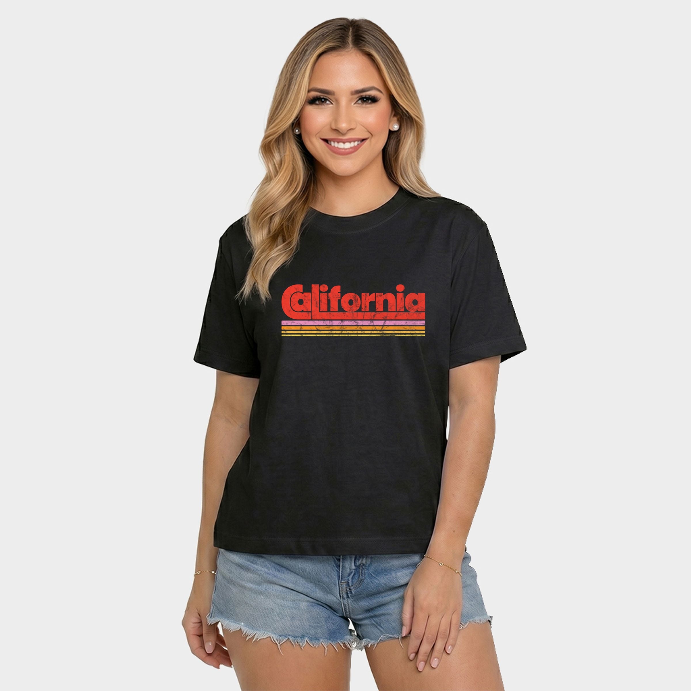 California Retro Stripes - Women's Relaxed Boxy Tee