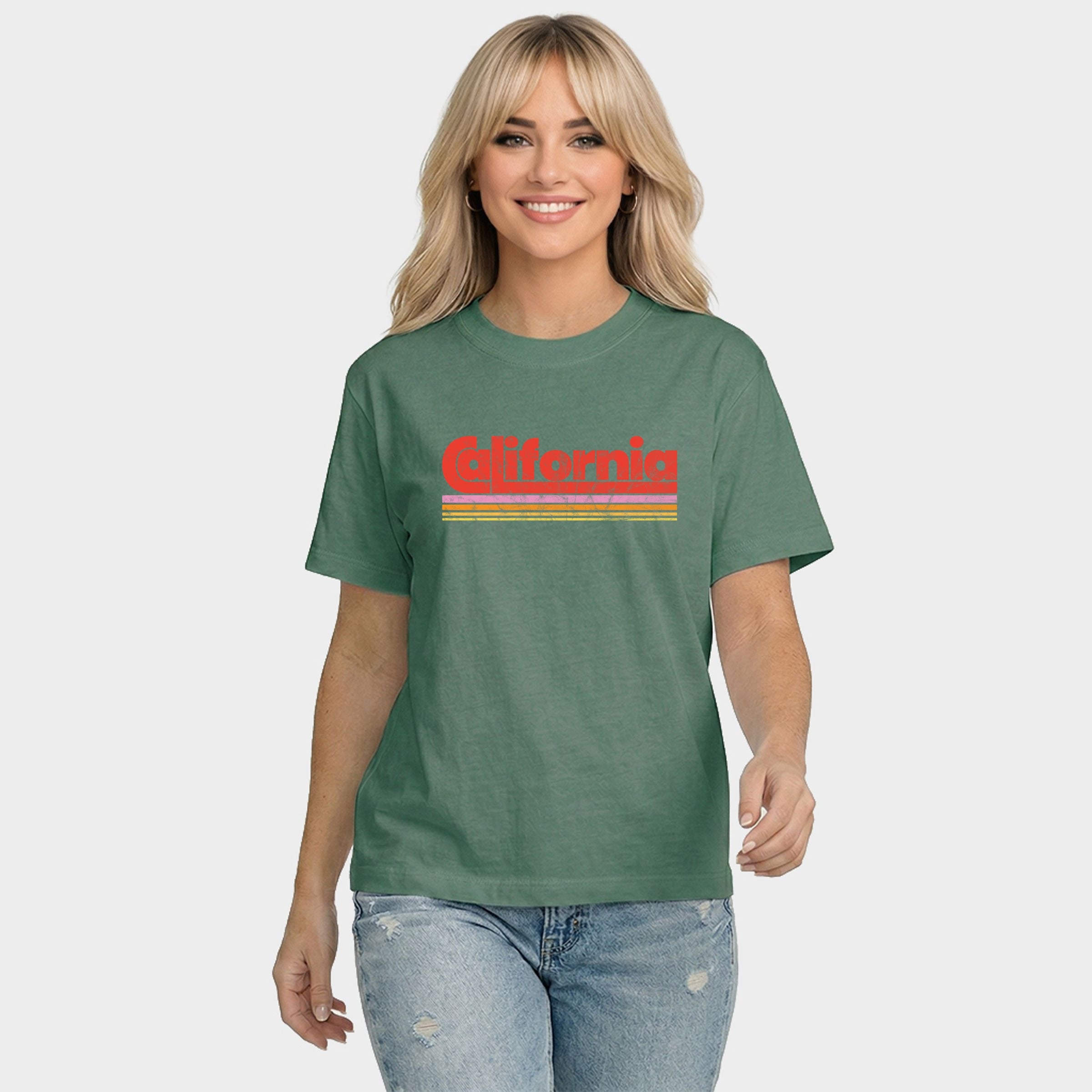 California Retro Stripes - Women's Relaxed Boxy Tee