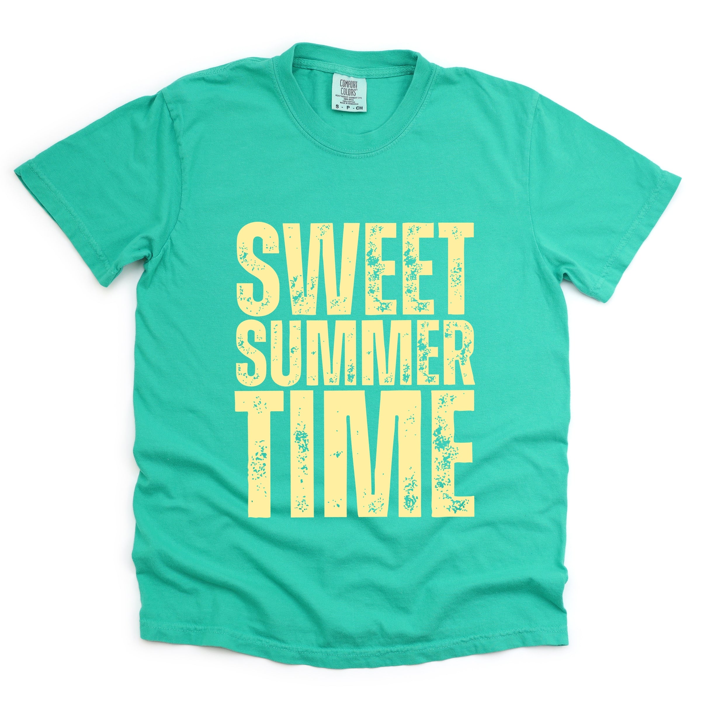 Sweet Summer Time Block Distressed - Women's Garment Dyed Graphic T-Shirt