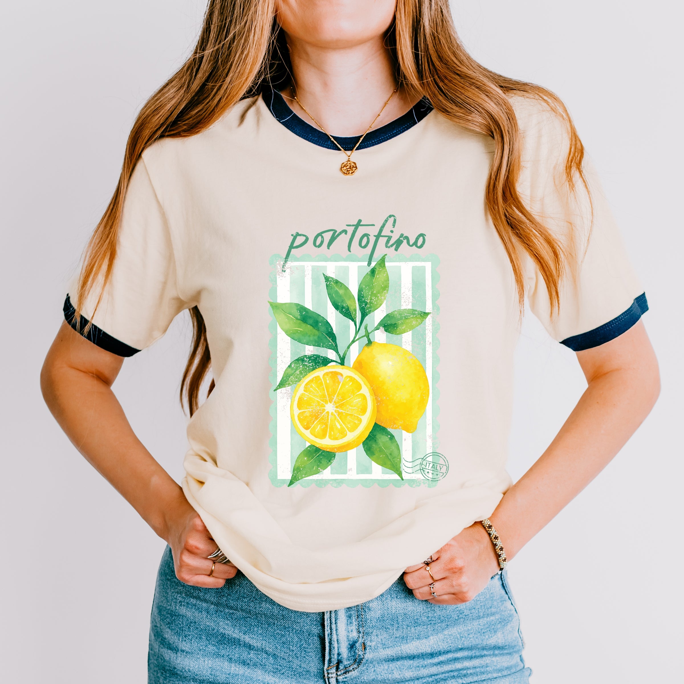 Portofino Italy Lemon - Ringer Tee