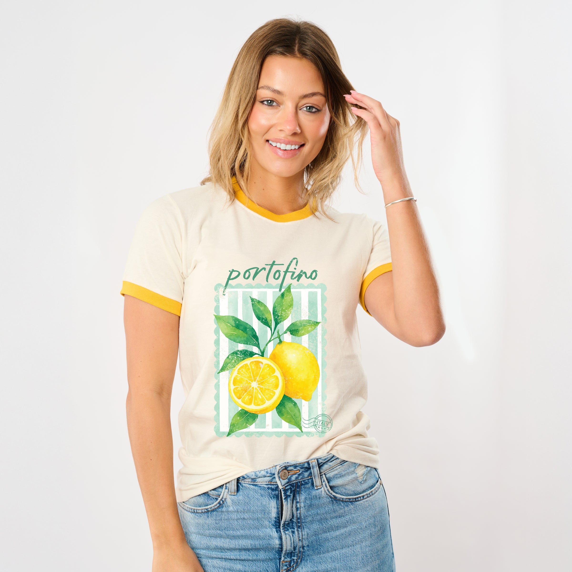 Portofino Italy Lemon - Ringer Tee