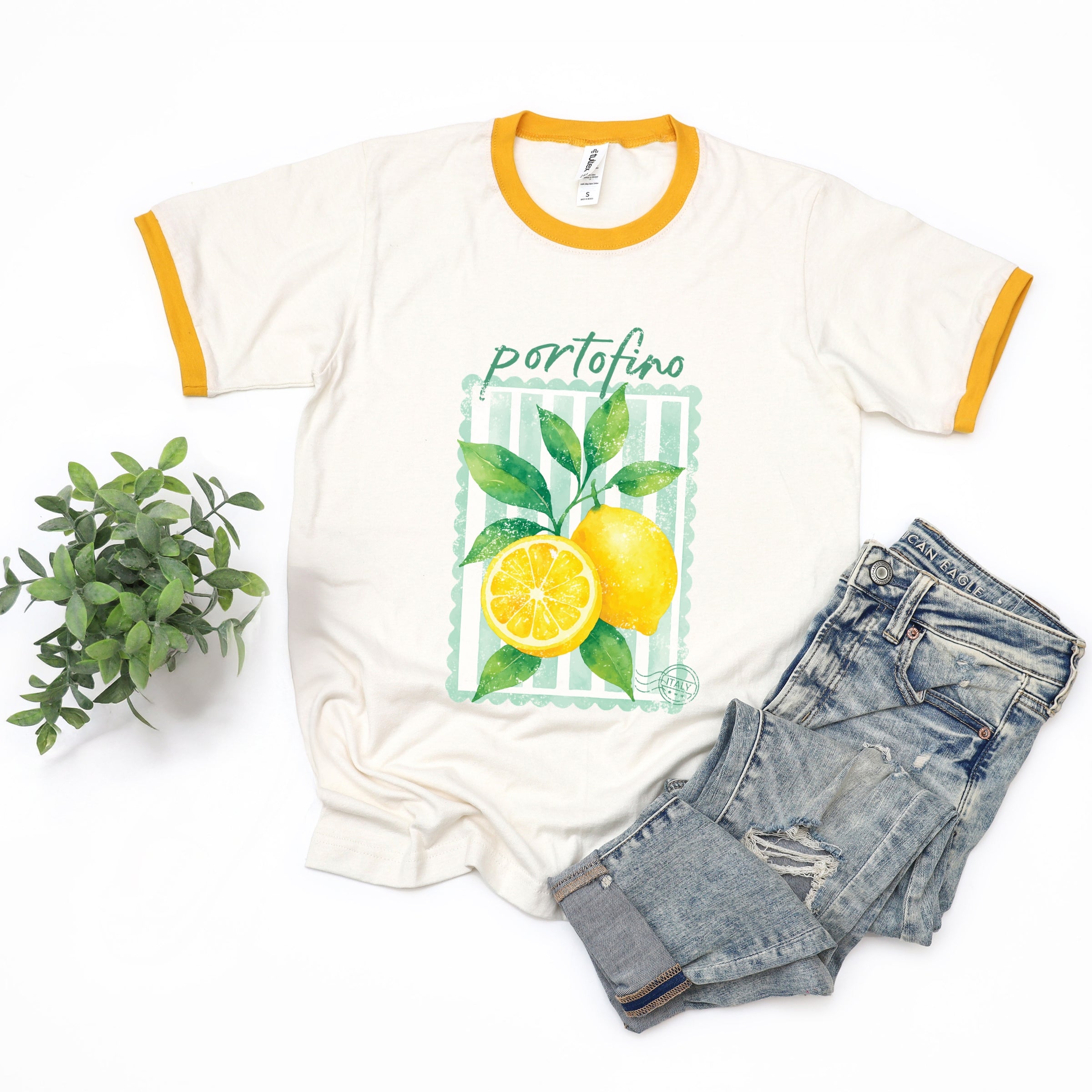 Portofino Italy Lemon - Ringer Tee