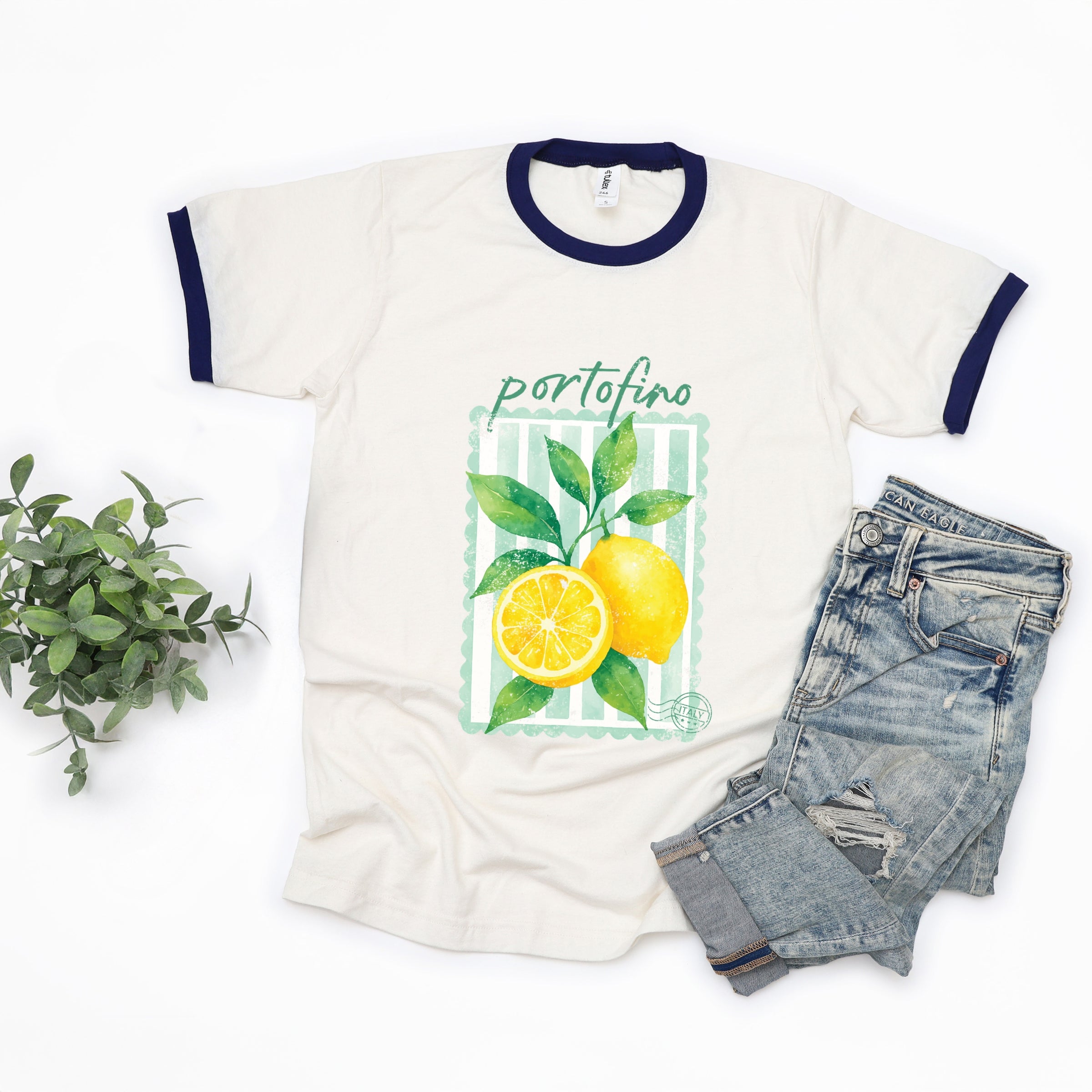 Portofino Italy Lemon - Ringer Tee