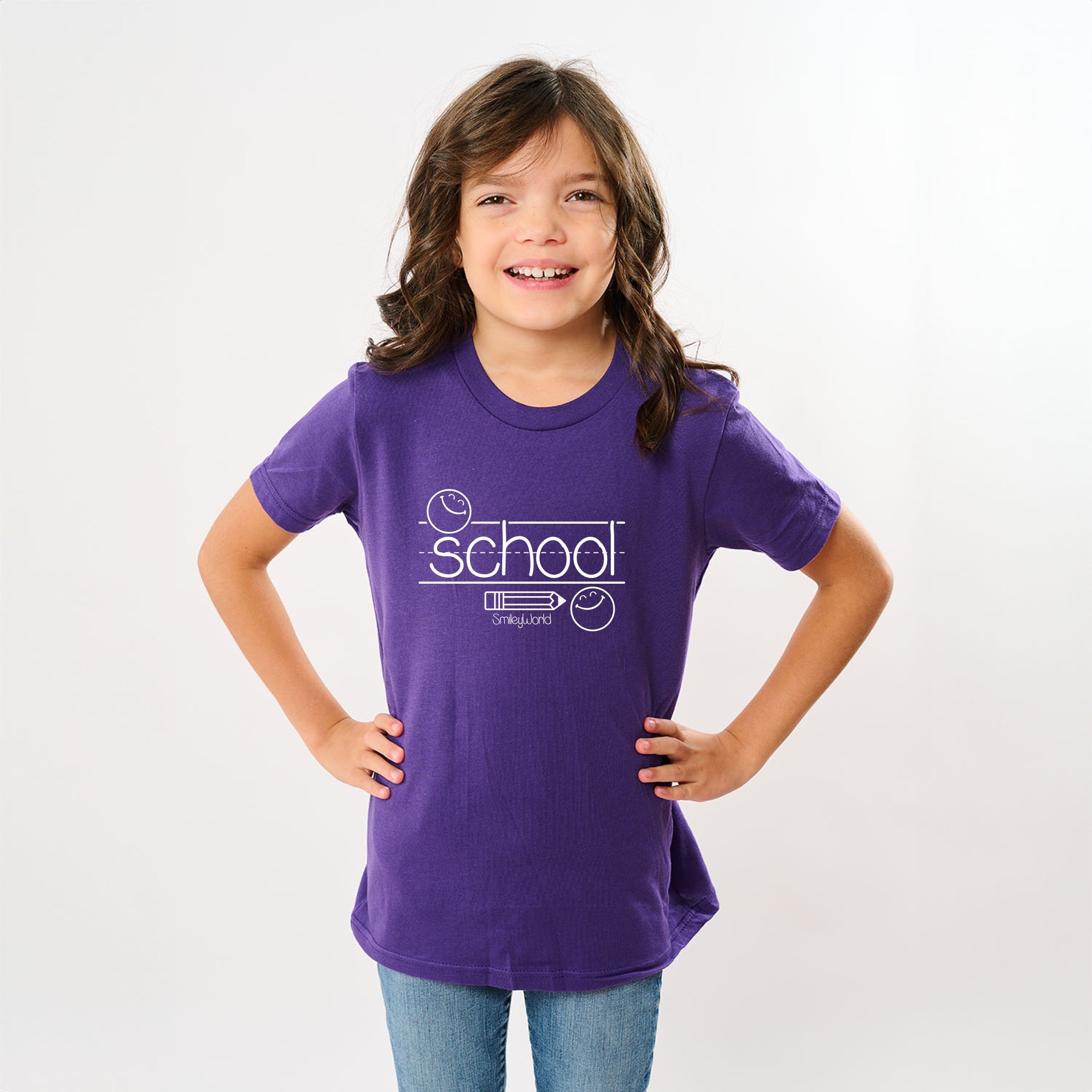 SmileyWorld School Handwriting Lines - Youth Short Sleeve Graphic T-Shirt