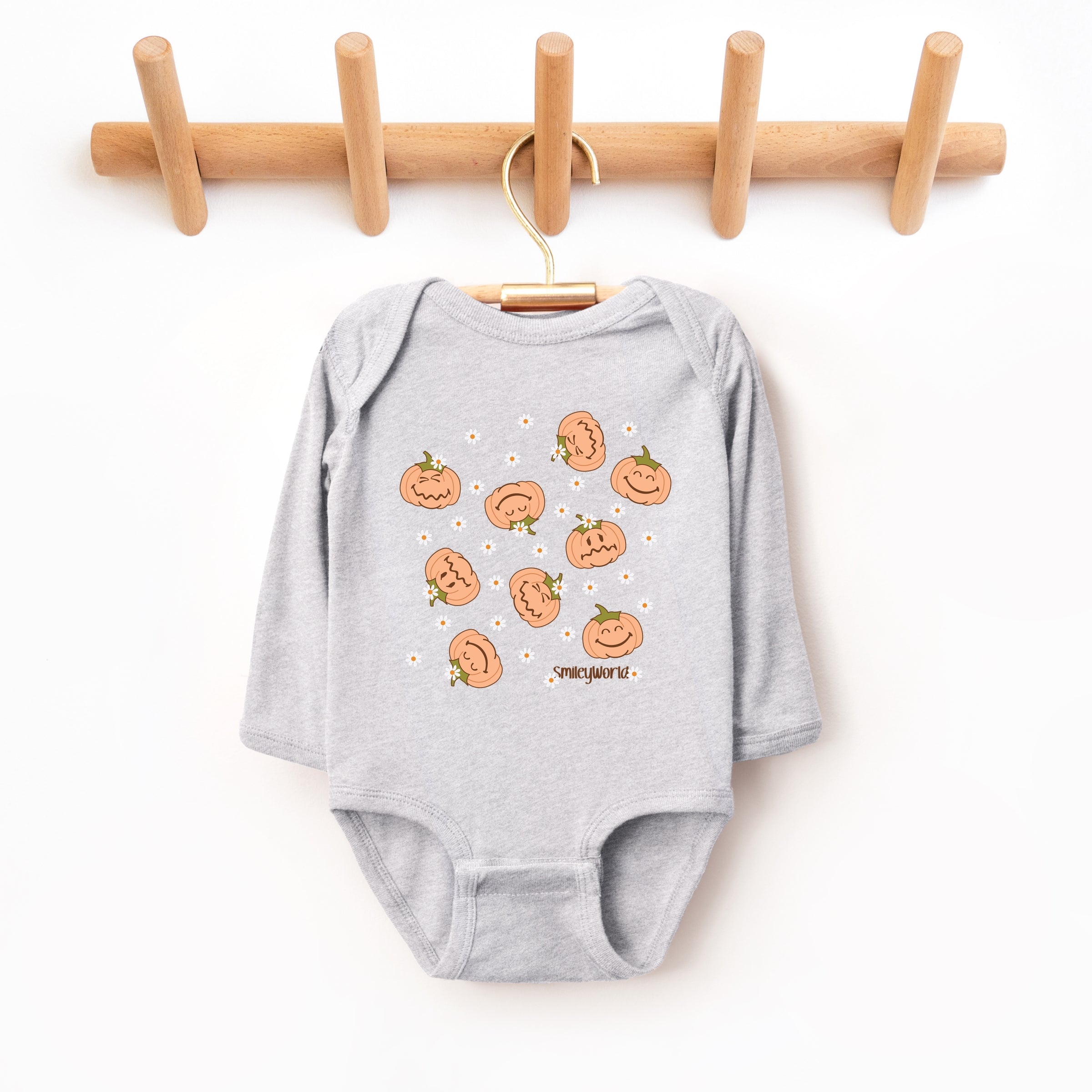 SmileyWorld Pumpkin Collage Daisies - Baby Long Sleeve Bodysuit