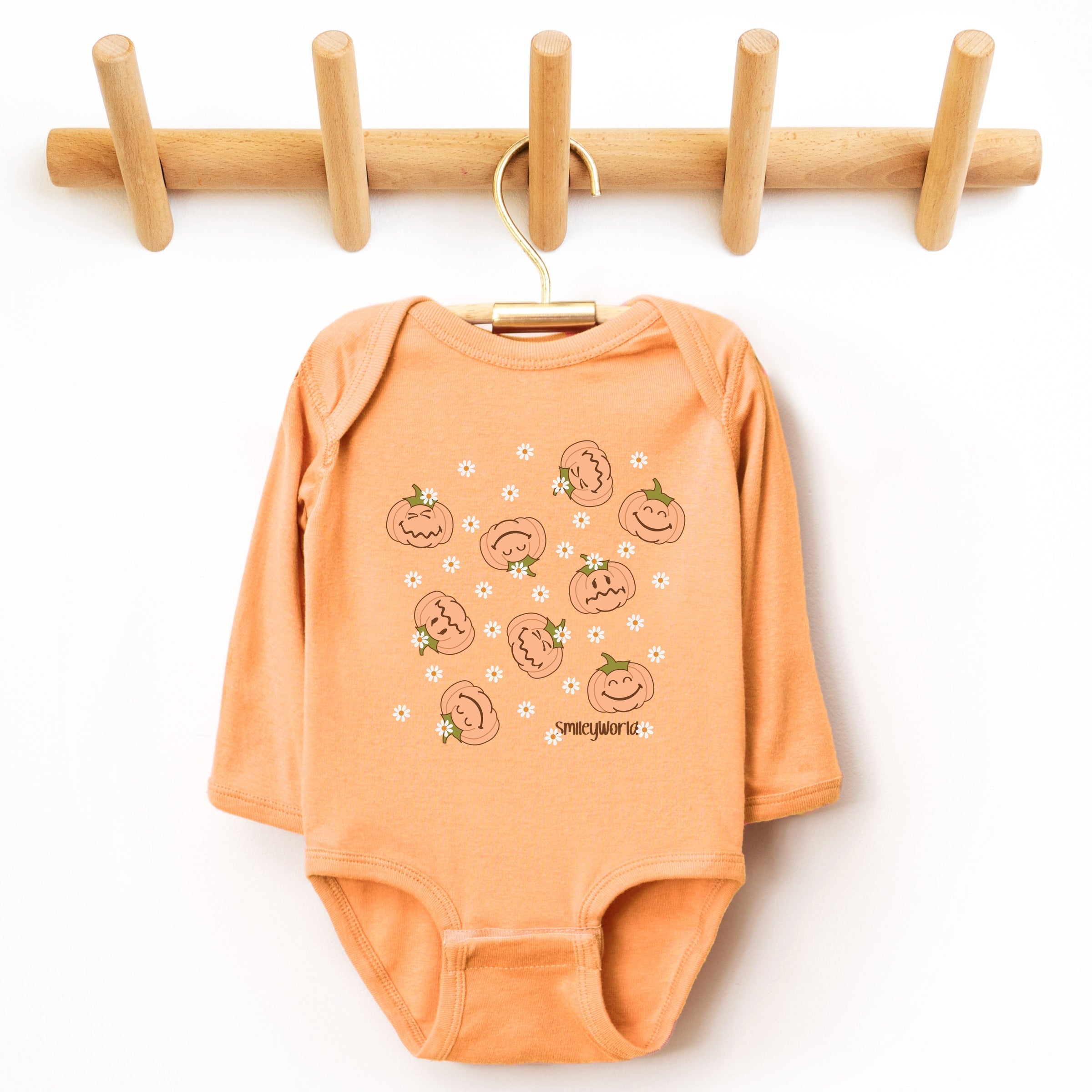SmileyWorld Pumpkin Collage Daisies - Baby Long Sleeve Bodysuit