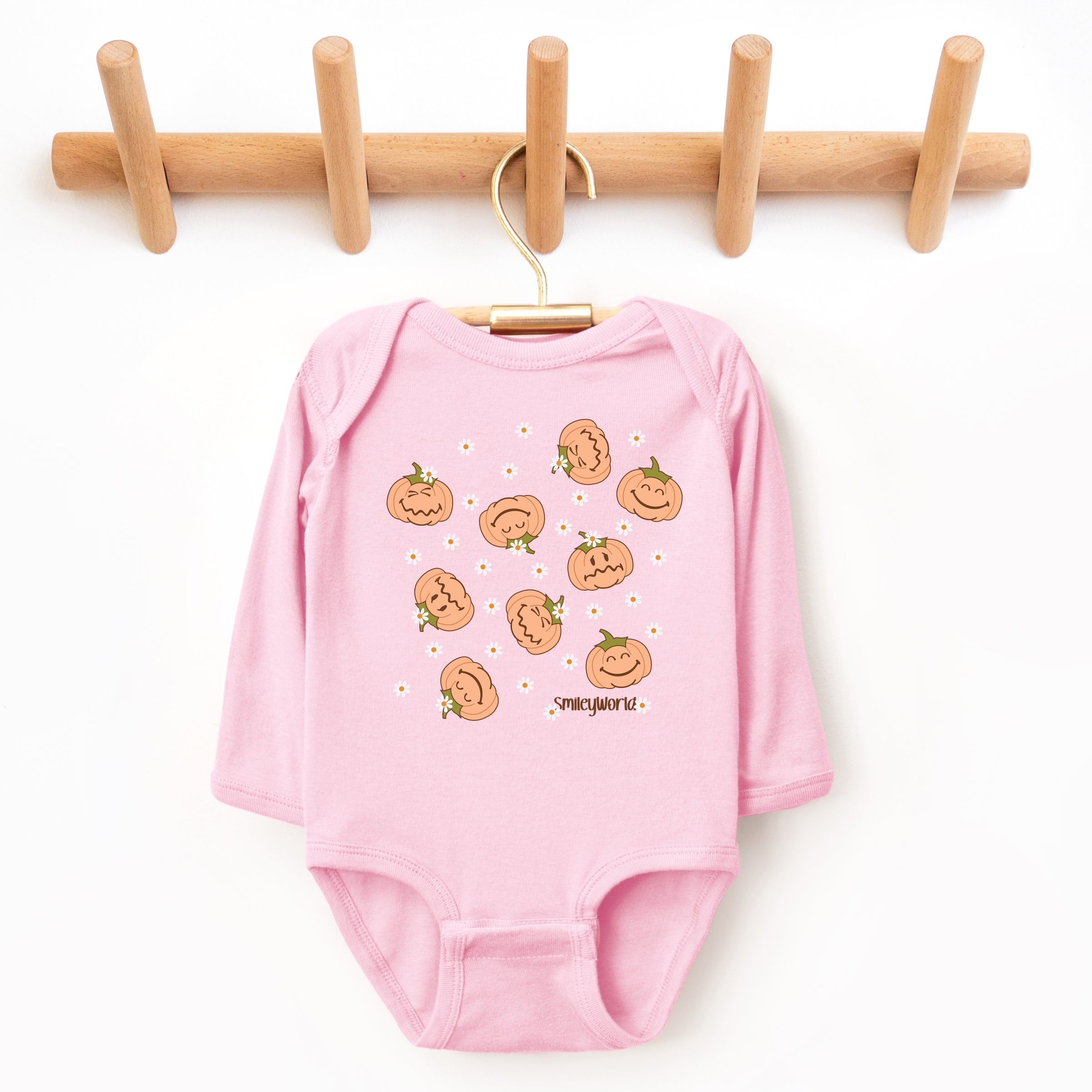SmileyWorld Pumpkin Collage Daisies - Baby Long Sleeve Bodysuit