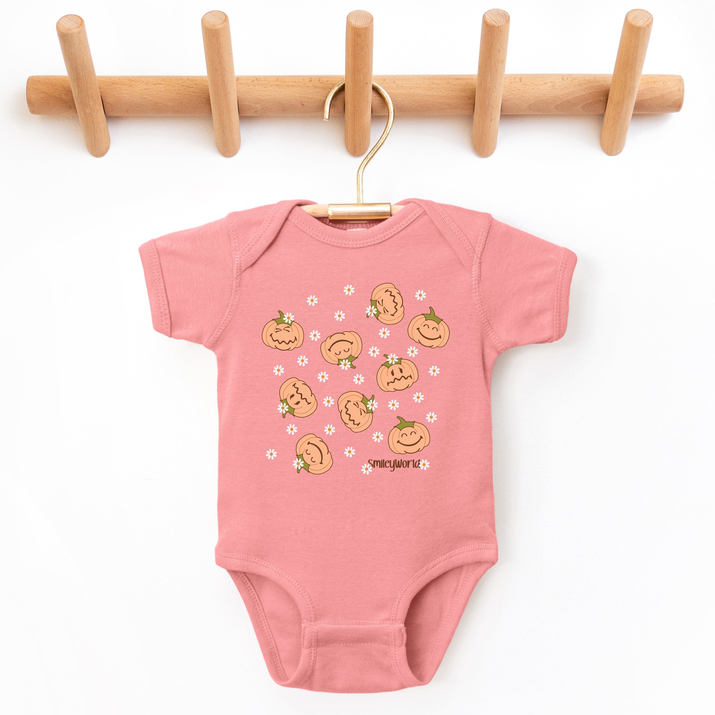 SmileyWorld Pumpkin Collage Daisies - Baby Short Sleeve Graphic Bodysuit