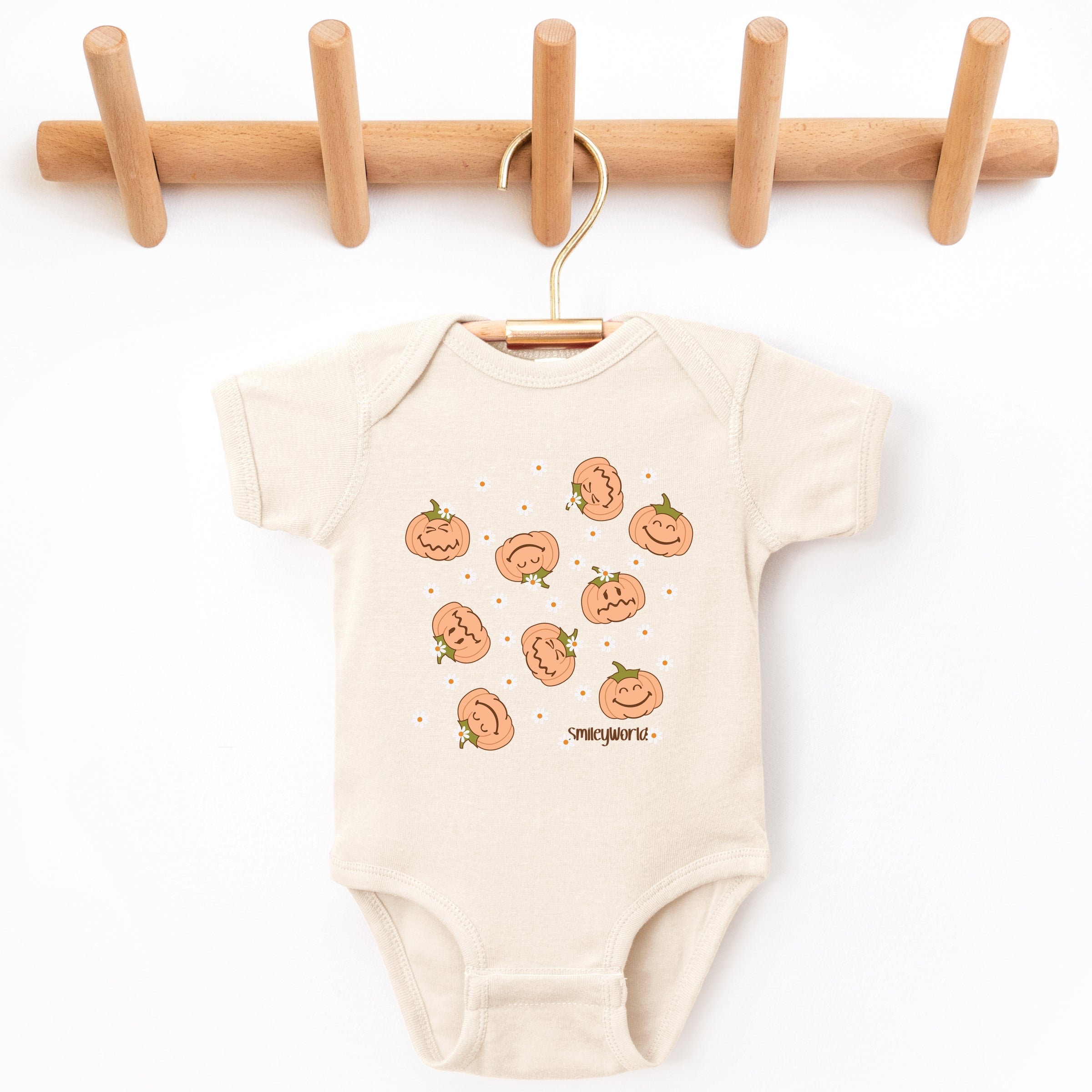 SmileyWorld Pumpkin Collage Daisies - Baby Short Sleeve Graphic Bodysuit