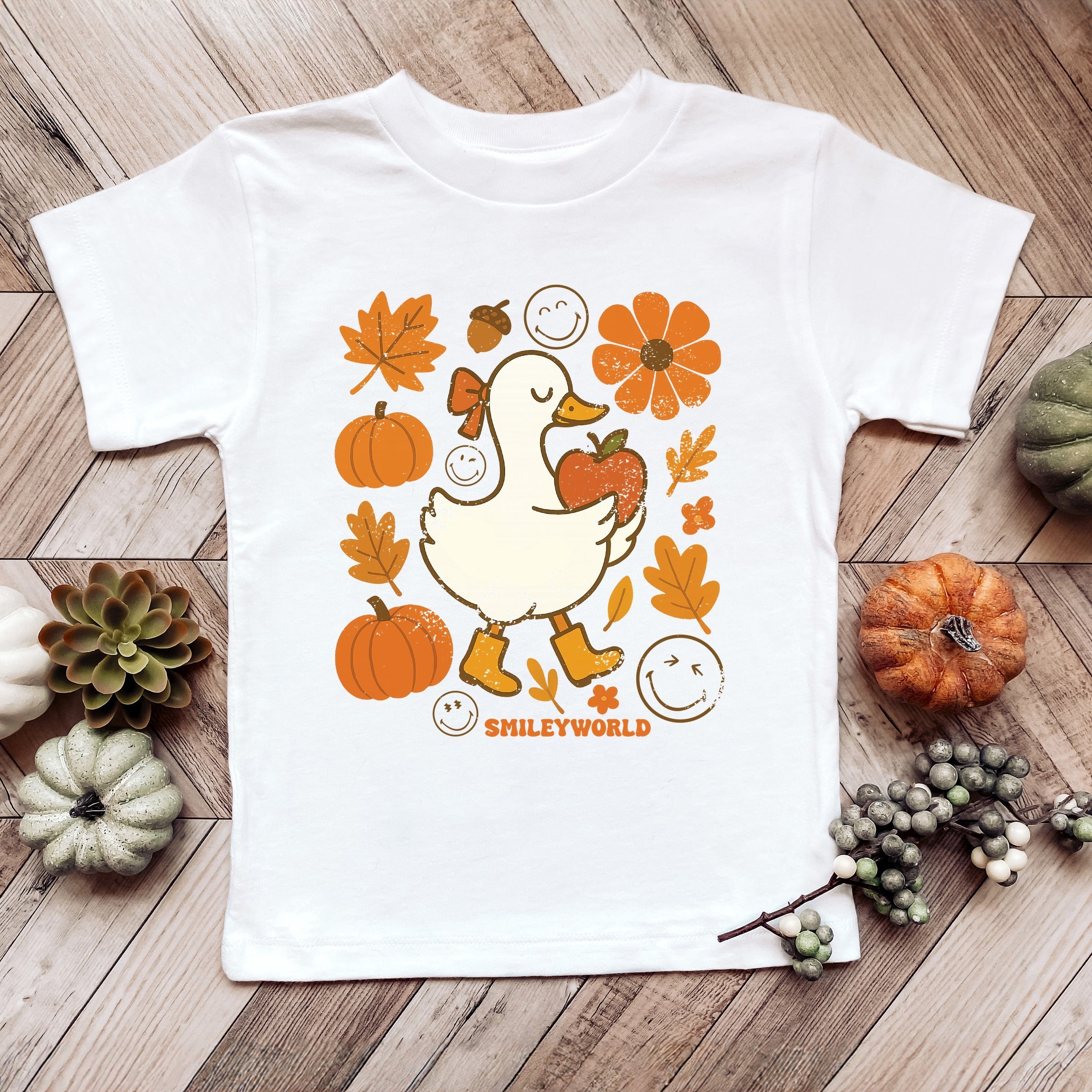 SmileyWorld Goose Autumn - Youth Short Sleeve Graphic T-Shirt and Toddler Short Sleeve Graphic T-Shirt