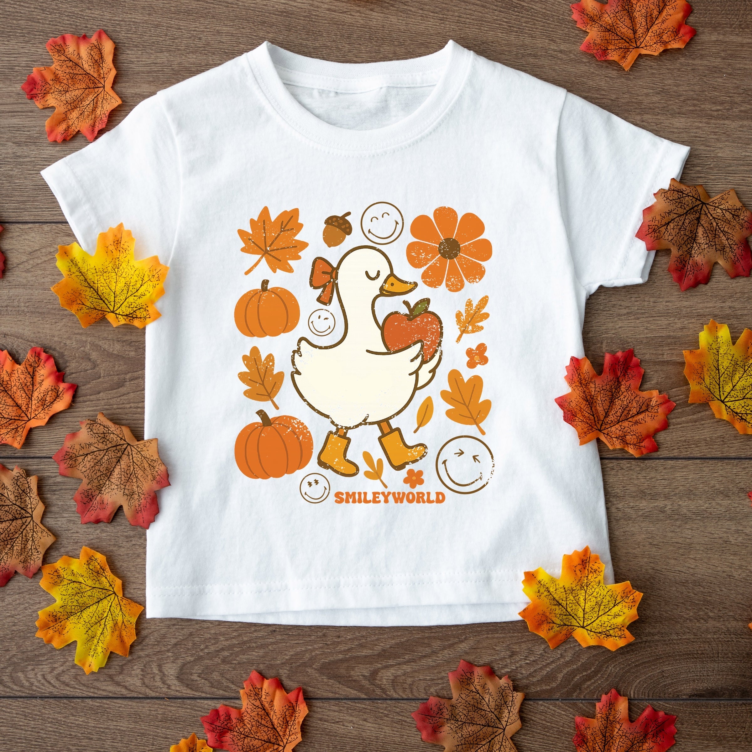 SmileyWorld Goose Autumn - Youth Short Sleeve Graphic T-Shirt and Toddler Short Sleeve Graphic T-Shirt