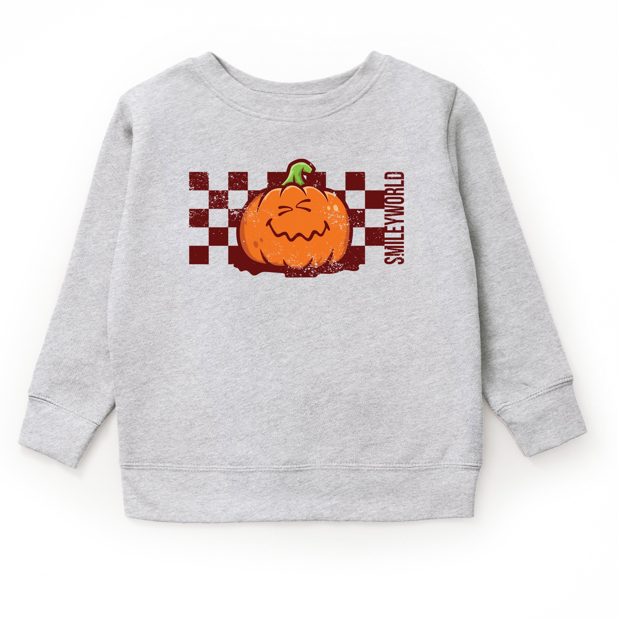 SmileyWorld Pumpkin Face Checkered - Toddler Graphic Sweatshirt and Youth Graphic Sweatshirt