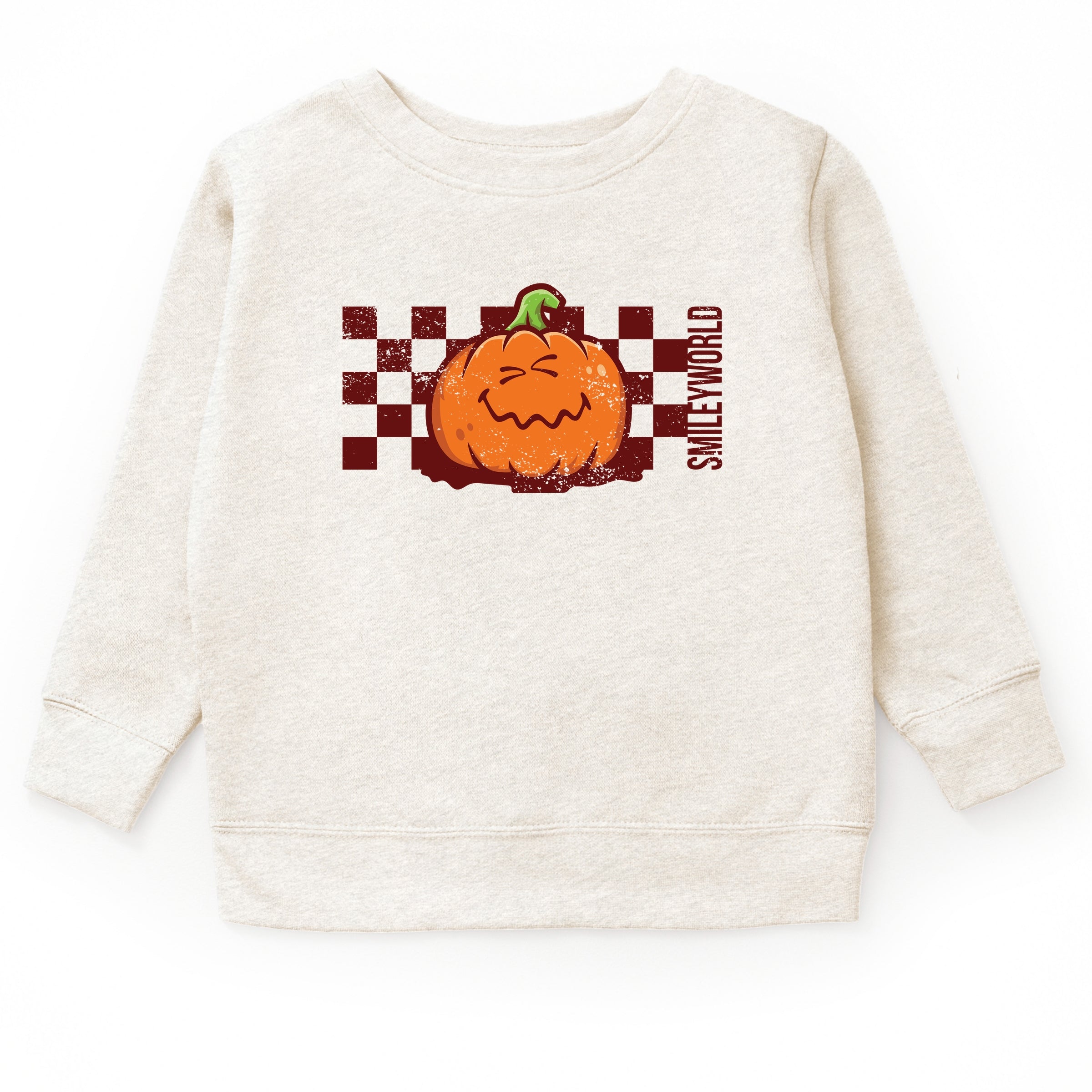 SmileyWorld Pumpkin Face Checkered - Toddler Graphic Sweatshirt and Youth Graphic Sweatshirt