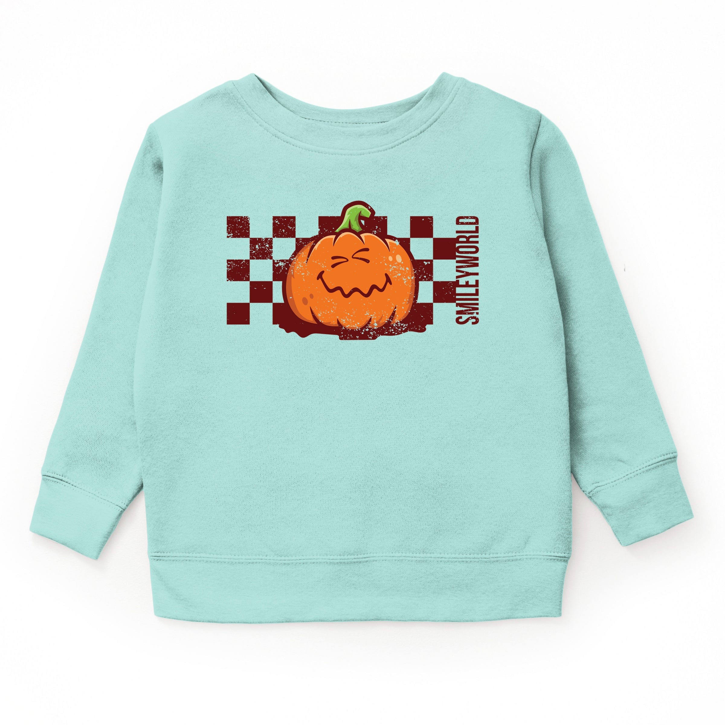 SmileyWorld Pumpkin Face Checkered - Toddler Graphic Sweatshirt and Youth Graphic Sweatshirt