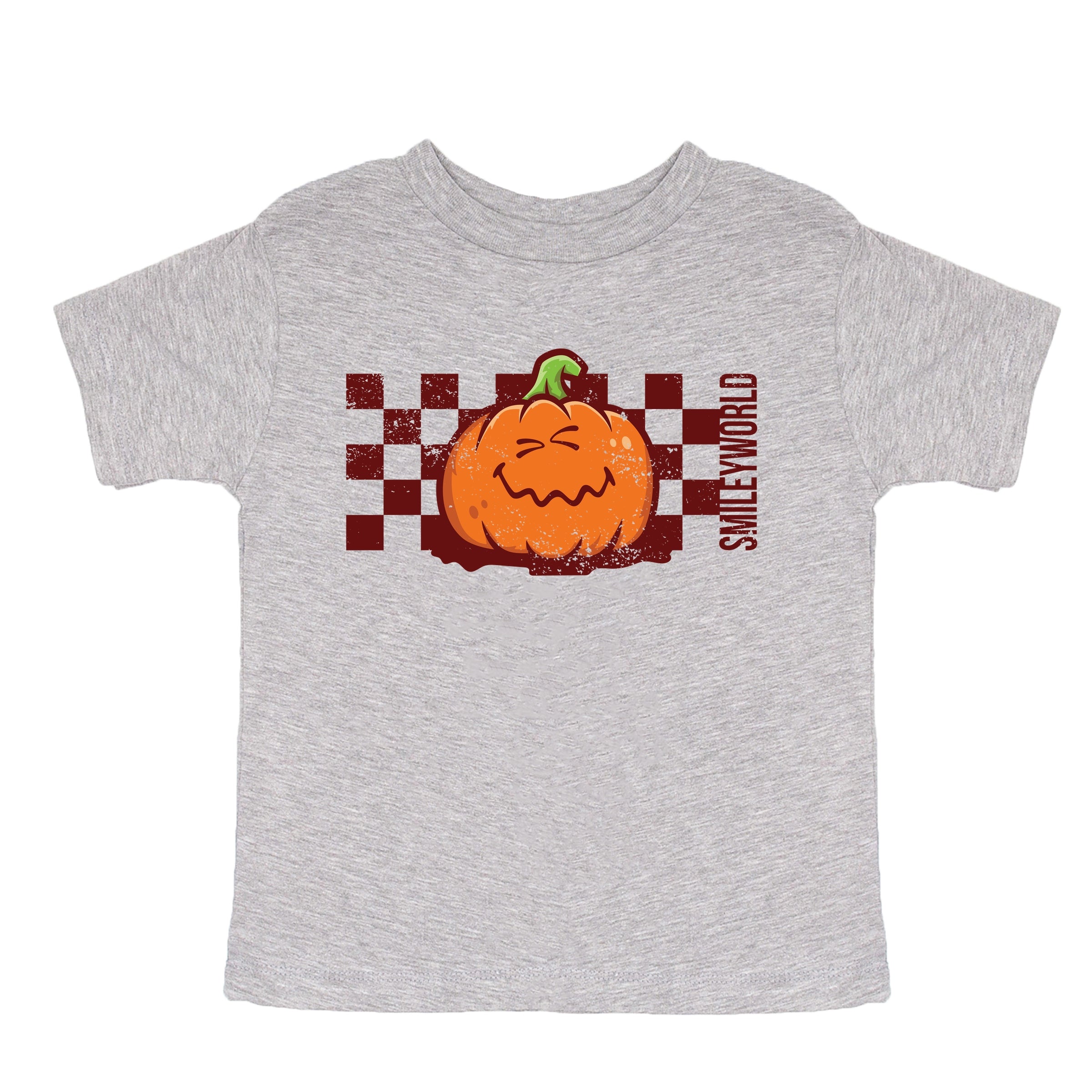 SmileyWorld Pumpkin Face Checkered - Youth Short Sleeve Graphic T-Shirt and Toddler Short Sleeve Graphic T-Shirt