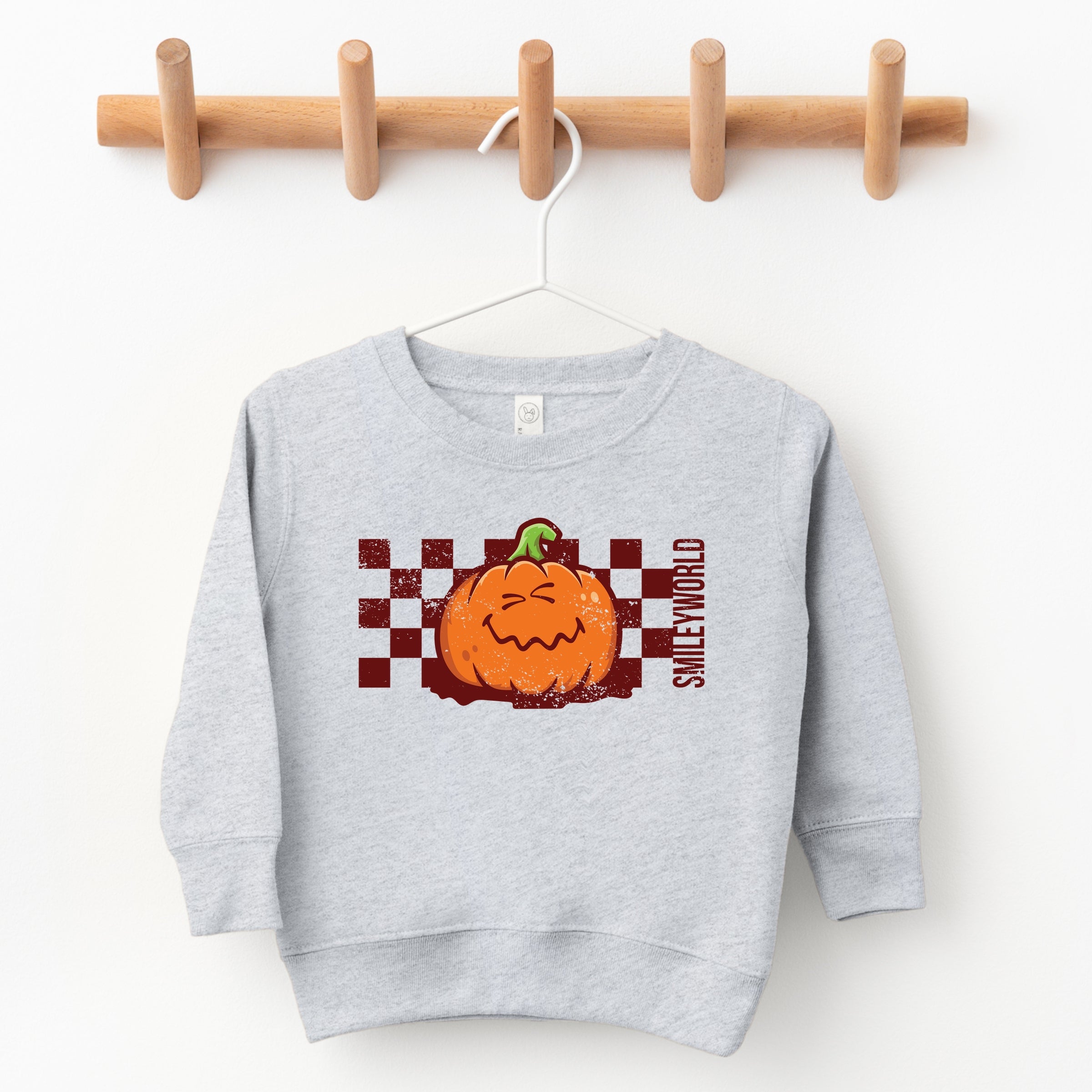 SmileyWorld Pumpkin Face Checkered - Toddler Graphic Sweatshirt and Youth Graphic Sweatshirt