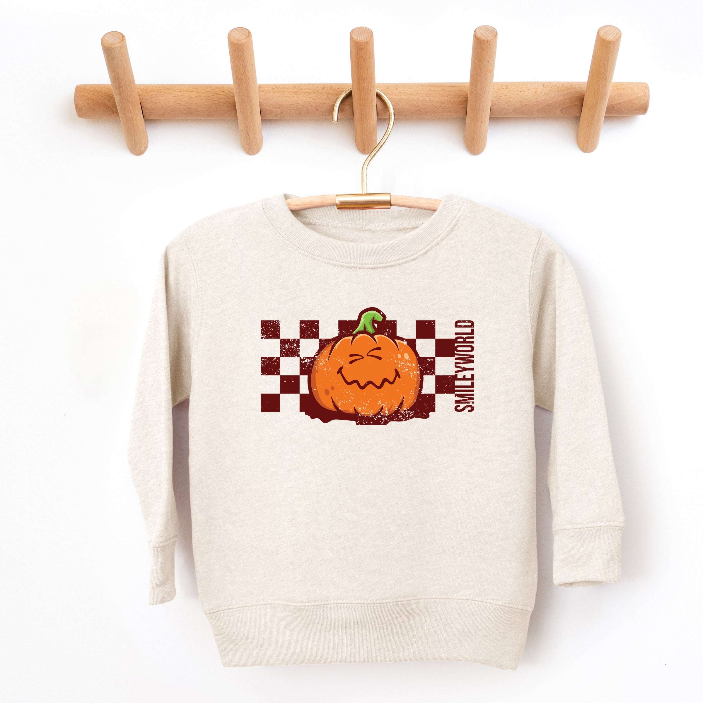 SmileyWorld Pumpkin Face Checkered - Toddler Graphic Sweatshirt and Youth Graphic Sweatshirt