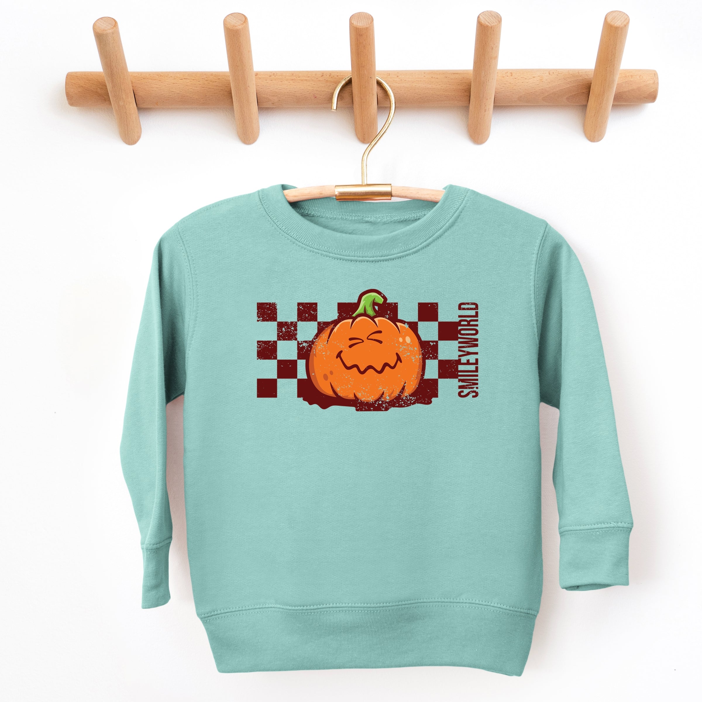 SmileyWorld Pumpkin Face Checkered - Toddler Graphic Sweatshirt and Youth Graphic Sweatshirt