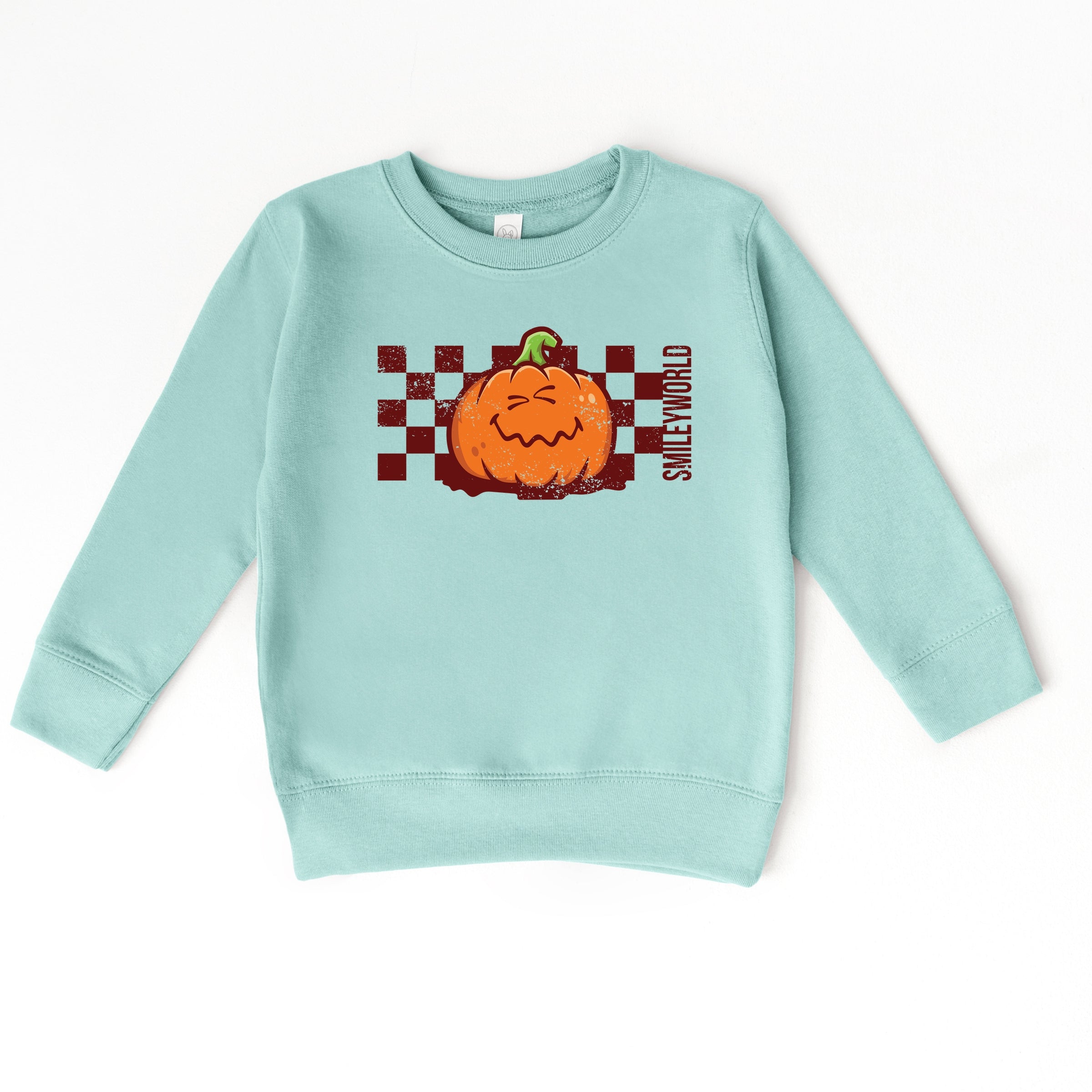 SmileyWorld Pumpkin Face Checkered - Toddler Graphic Sweatshirt and Youth Graphic Sweatshirt