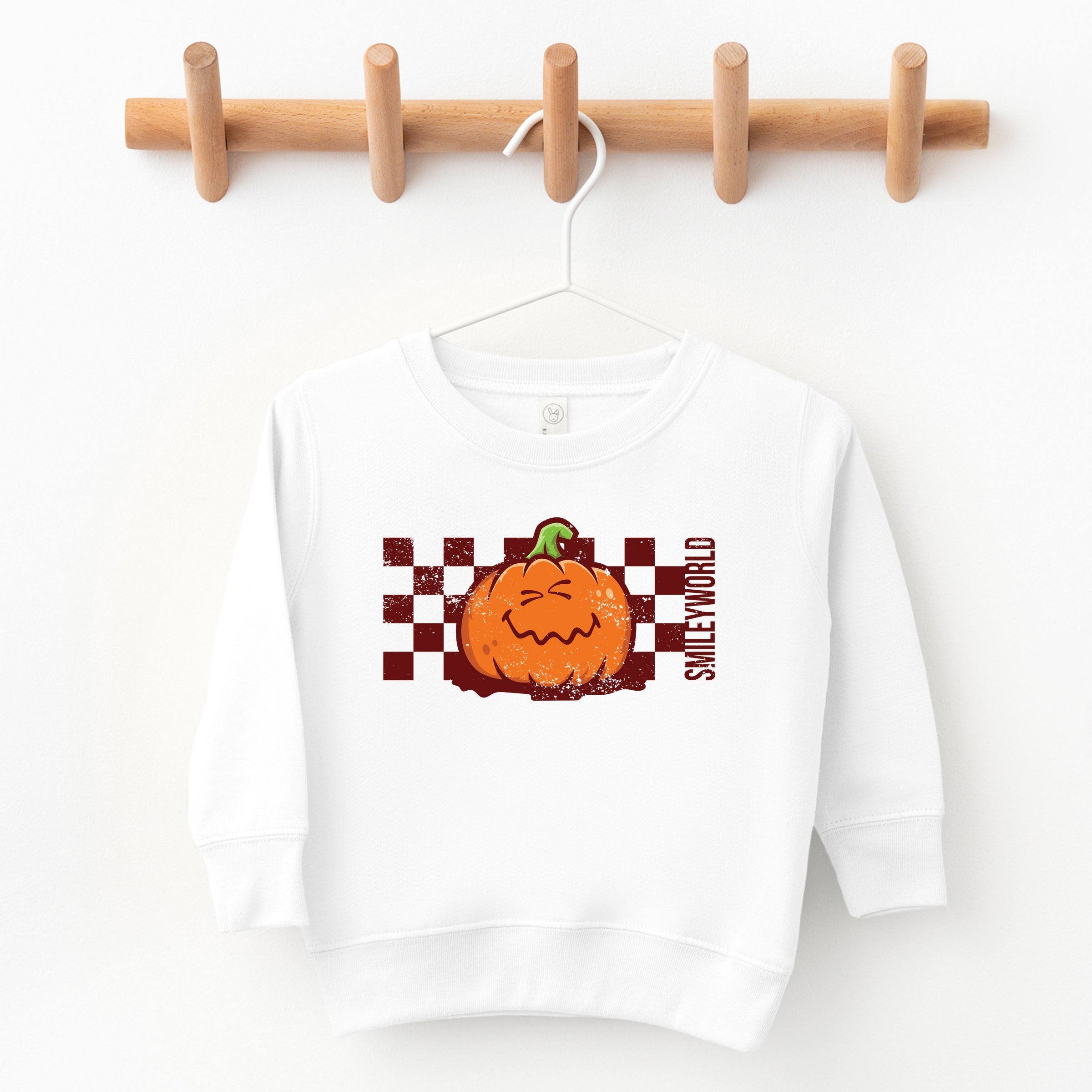 SmileyWorld Pumpkin Face Checkered - Toddler Graphic Sweatshirt and Youth Graphic Sweatshirt