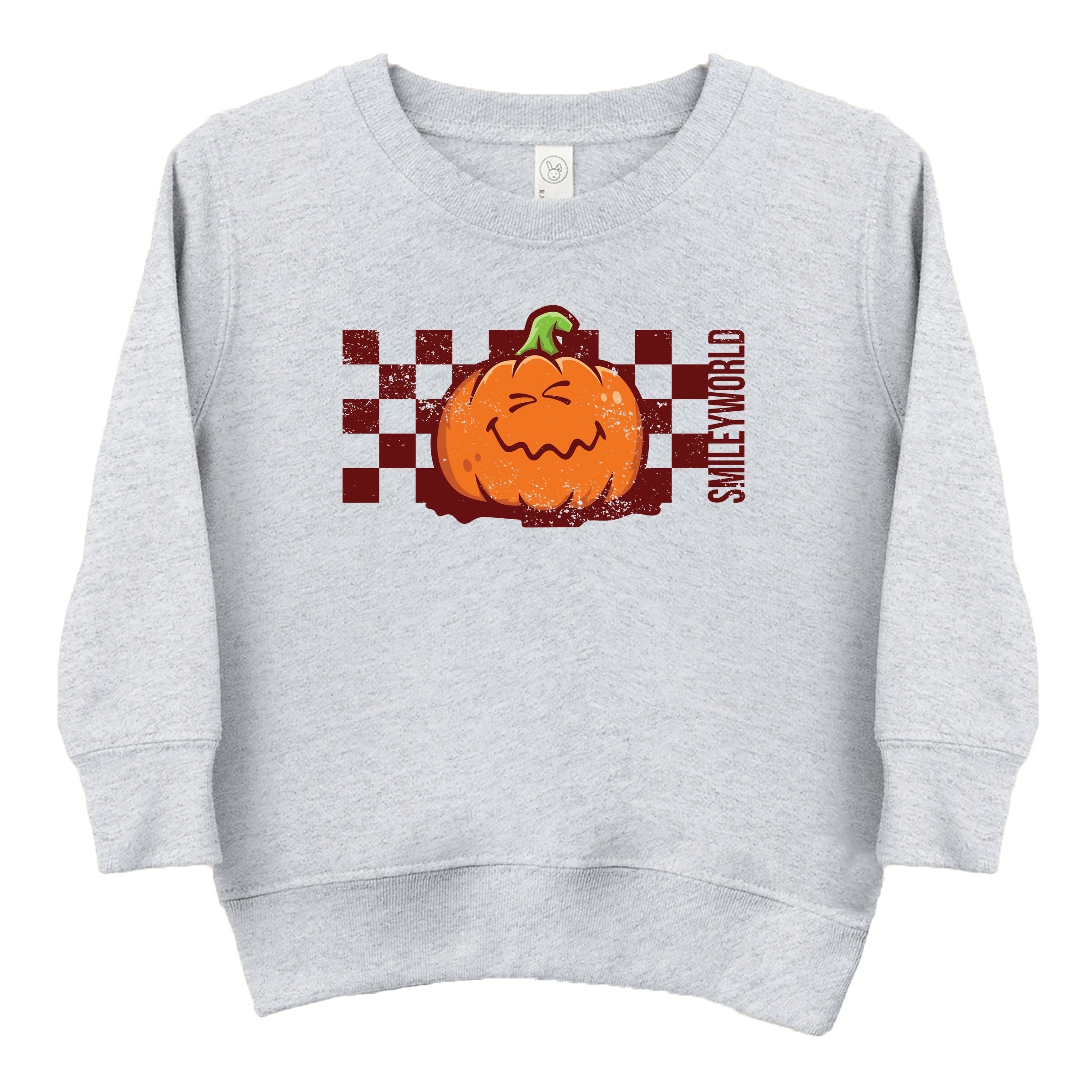 SmileyWorld Pumpkin Face Checkered - Toddler Graphic Sweatshirt and Youth Graphic Sweatshirt