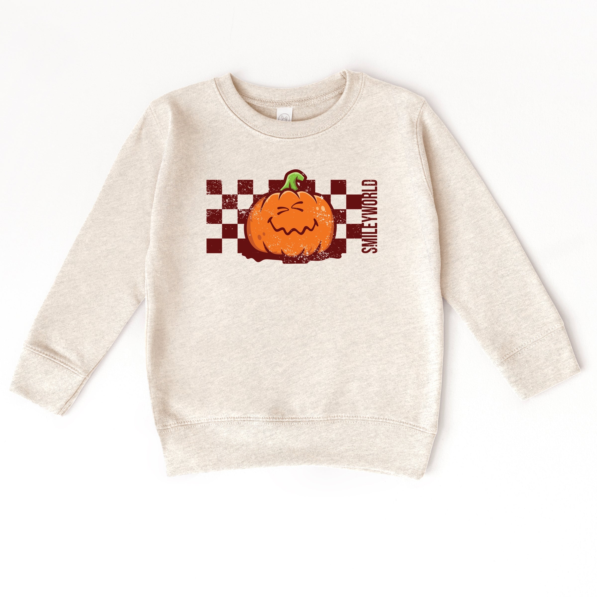 SmileyWorld Pumpkin Face Checkered - Toddler Graphic Sweatshirt and Youth Graphic Sweatshirt