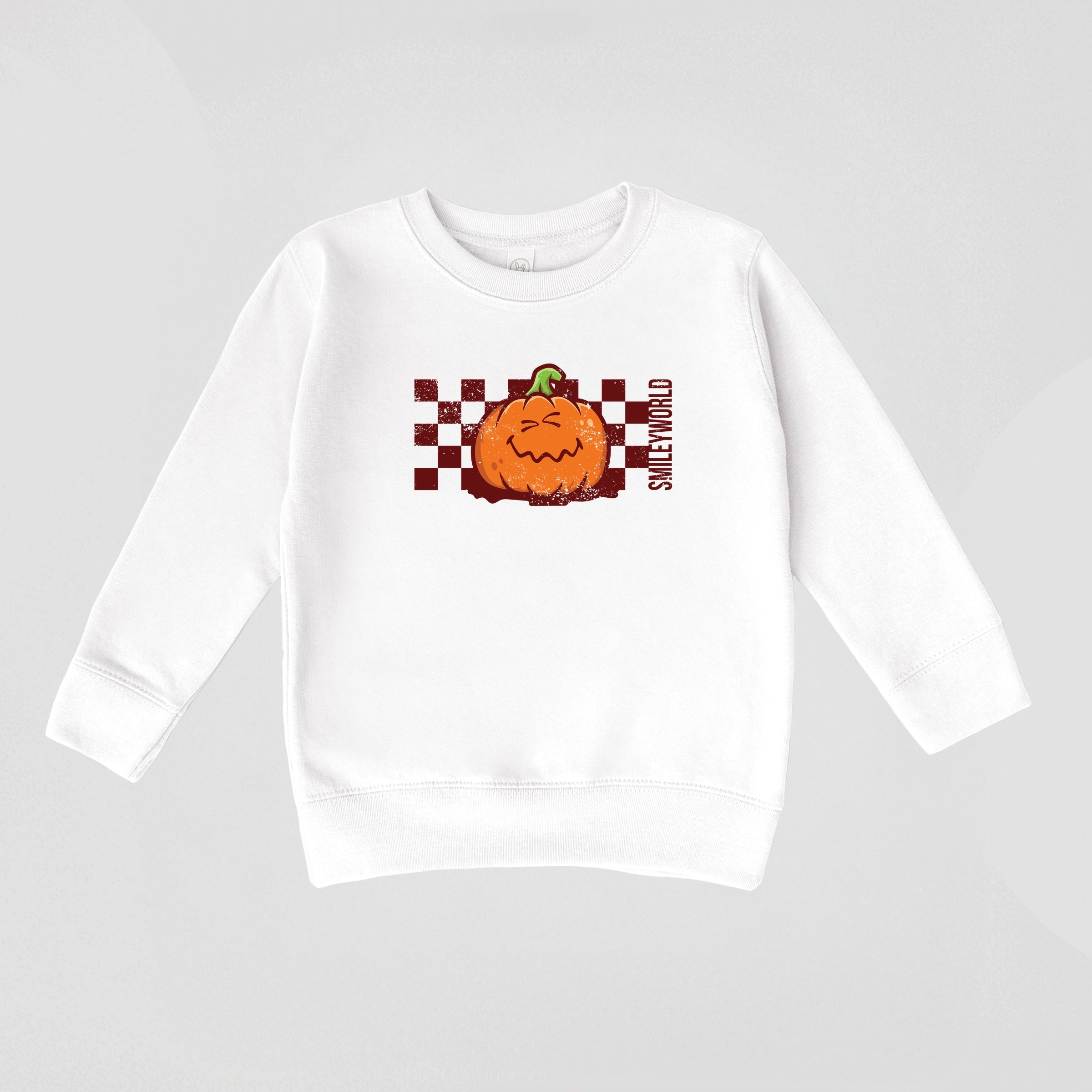 SmileyWorld Pumpkin Face Checkered - Toddler Graphic Sweatshirt and Youth Graphic Sweatshirt
