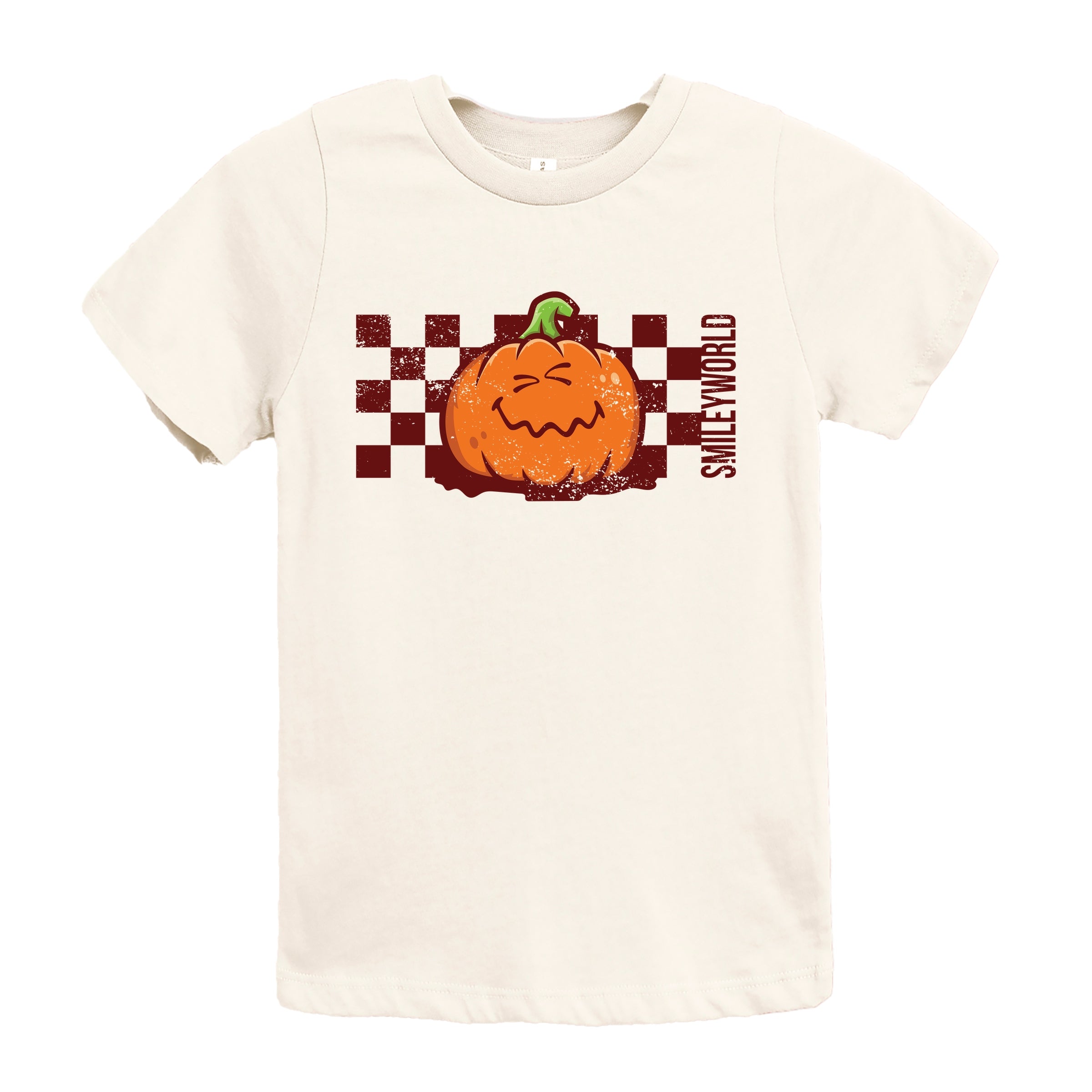 SmileyWorld Pumpkin Face Checkered - Youth Short Sleeve Graphic T-Shirt and Toddler Short Sleeve Graphic T-Shirt