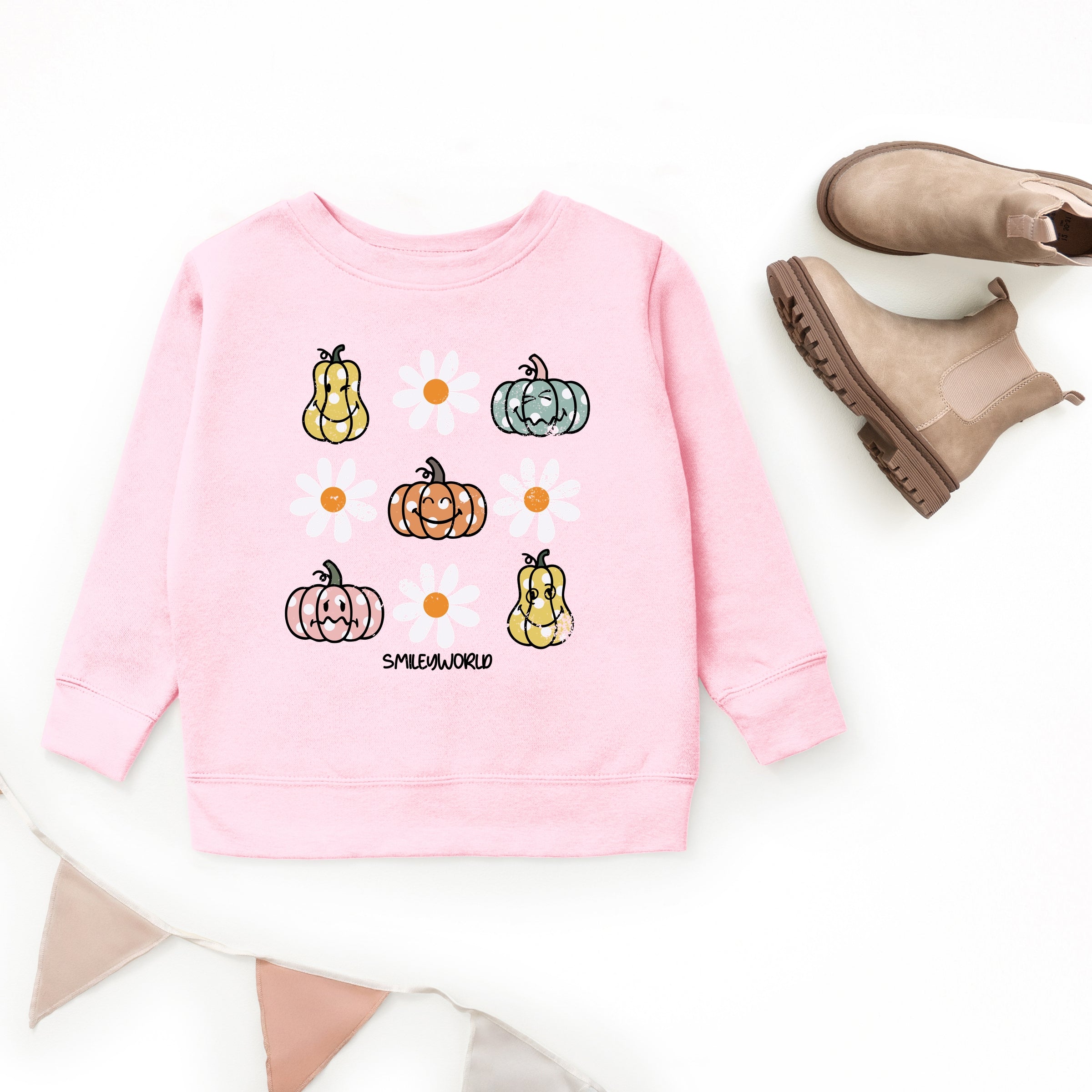 SmileyWorld Pumpkin Daisies Chart - Toddler Graphic Sweatshirt and Youth Graphic Sweatshirt
