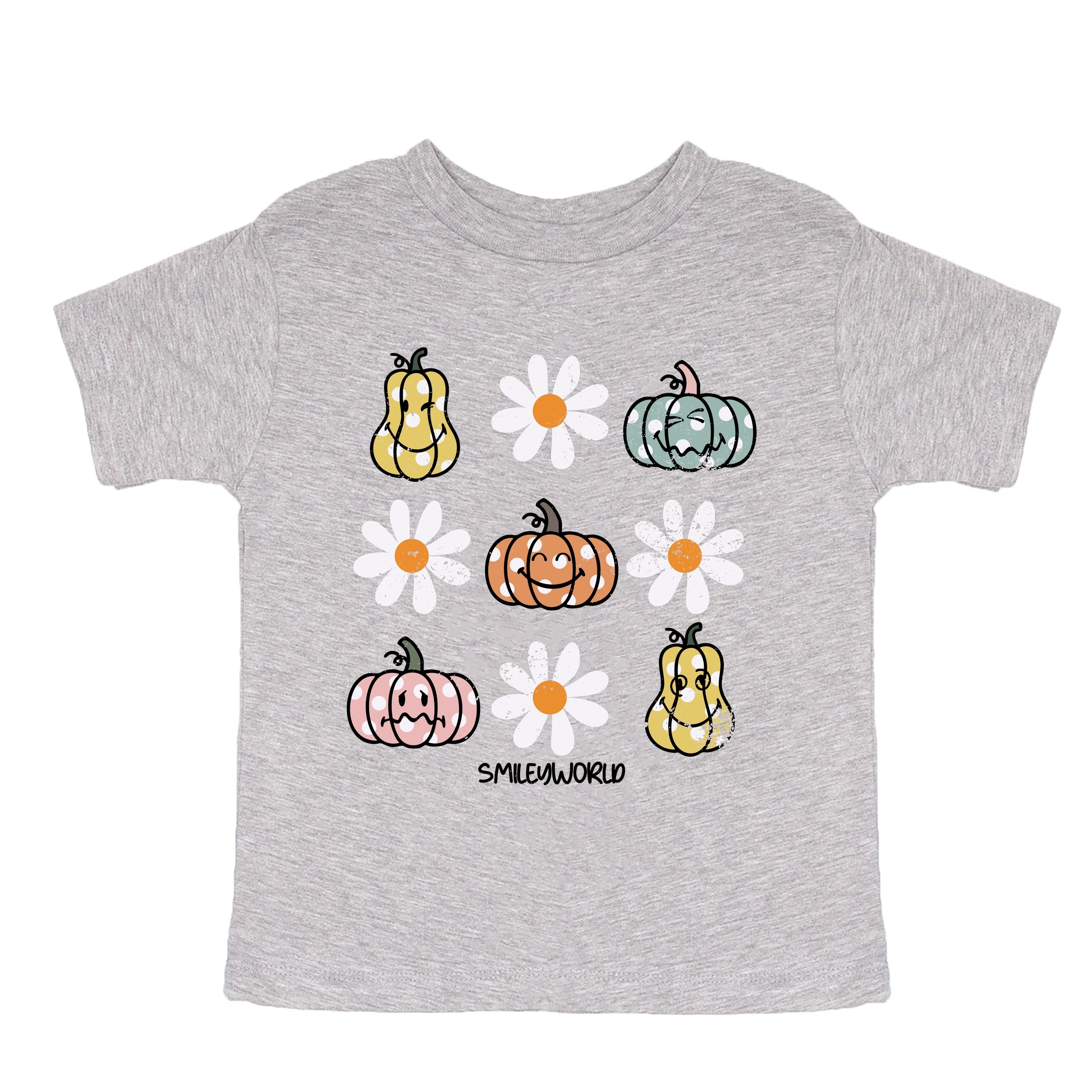 SmileyWorld Pumpkin Daisies Chart - Youth Short Sleeve Graphic T-Shirt and Toddler Short Sleeve Graphic T-Shirt