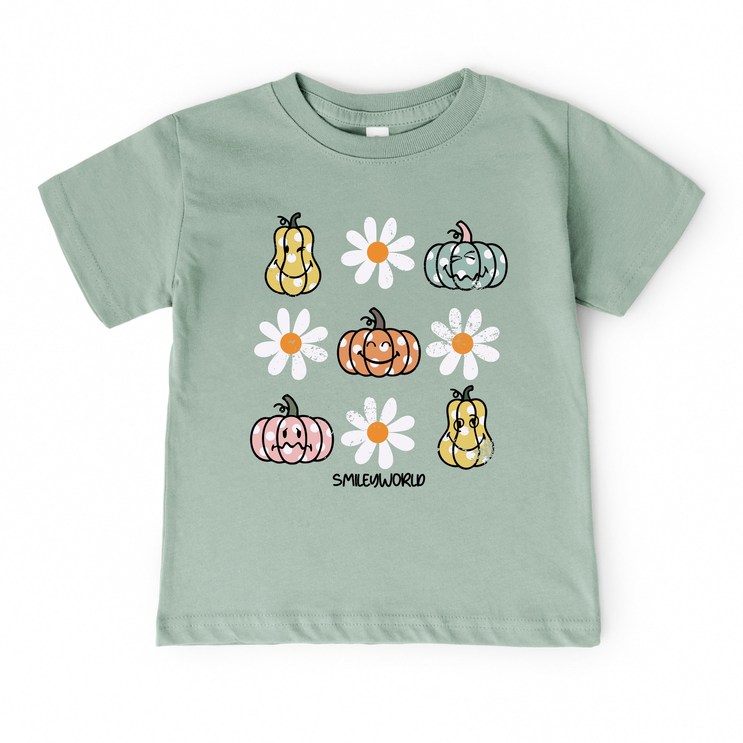 SmileyWorld Pumpkin Daisies Chart - Youth Short Sleeve Graphic T-Shirt and Toddler Short Sleeve Graphic T-Shirt