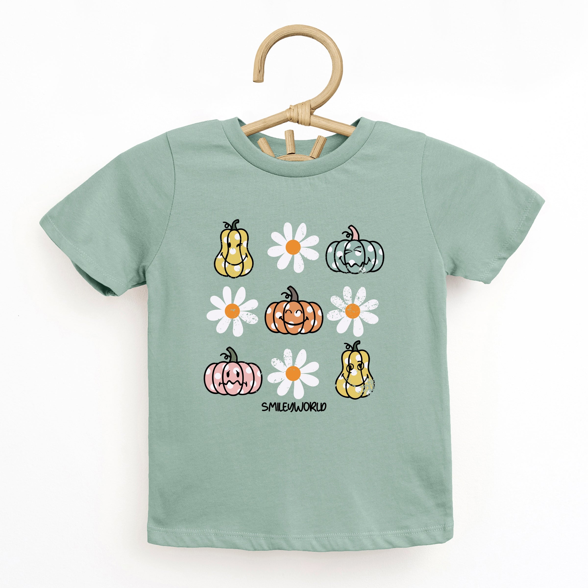 SmileyWorld Pumpkin Daisies Chart - Youth Short Sleeve Graphic T-Shirt and Toddler Short Sleeve Graphic T-Shirt