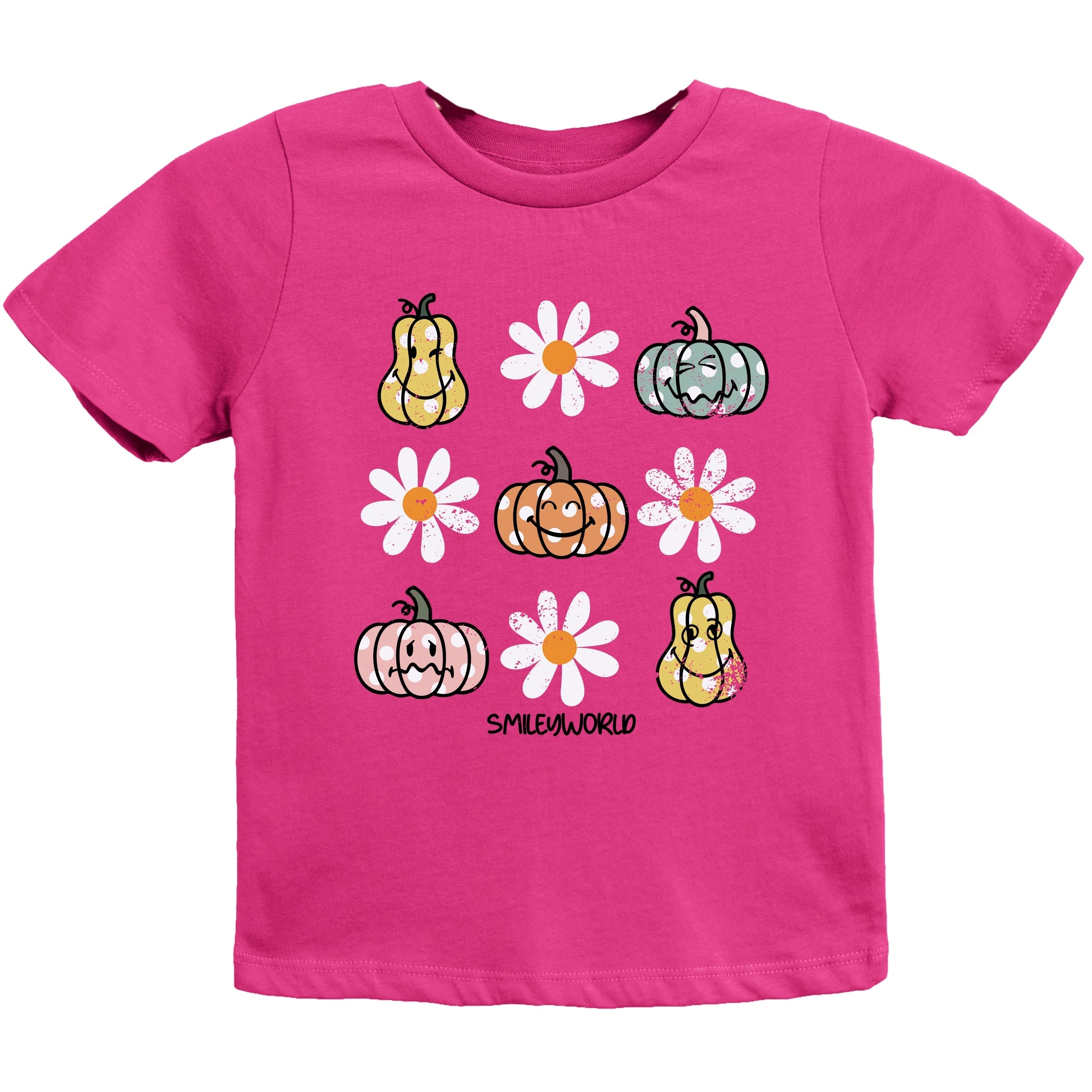 SmileyWorld Pumpkin Daisies Chart - Youth Short Sleeve Graphic T-Shirt and Toddler Short Sleeve Graphic T-Shirt