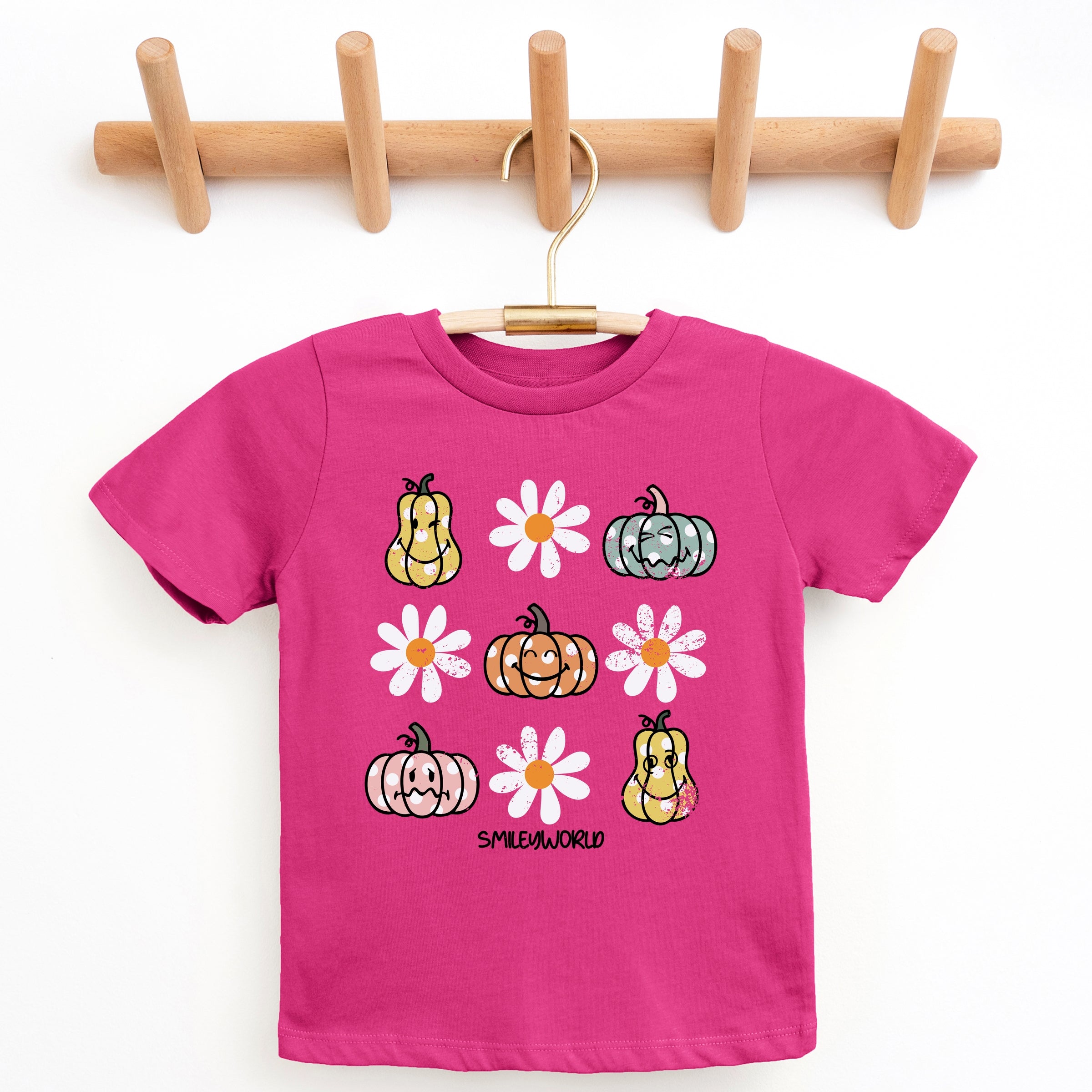 SmileyWorld Pumpkin Daisies Chart - Youth Short Sleeve Graphic T-Shirt and Toddler Short Sleeve Graphic T-Shirt