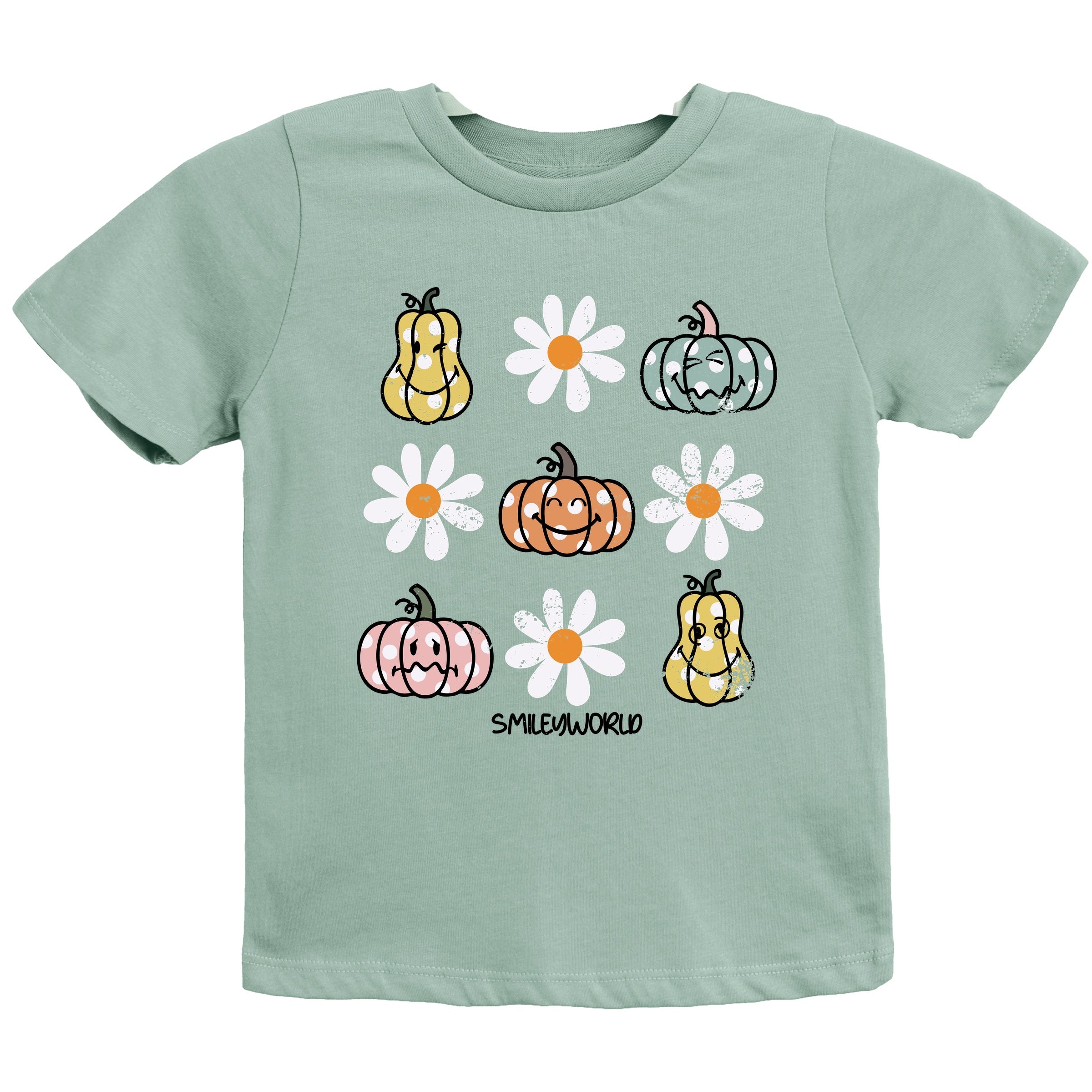 SmileyWorld Pumpkin Daisies Chart - Youth Short Sleeve Graphic T-Shirt and Toddler Short Sleeve Graphic T-Shirt