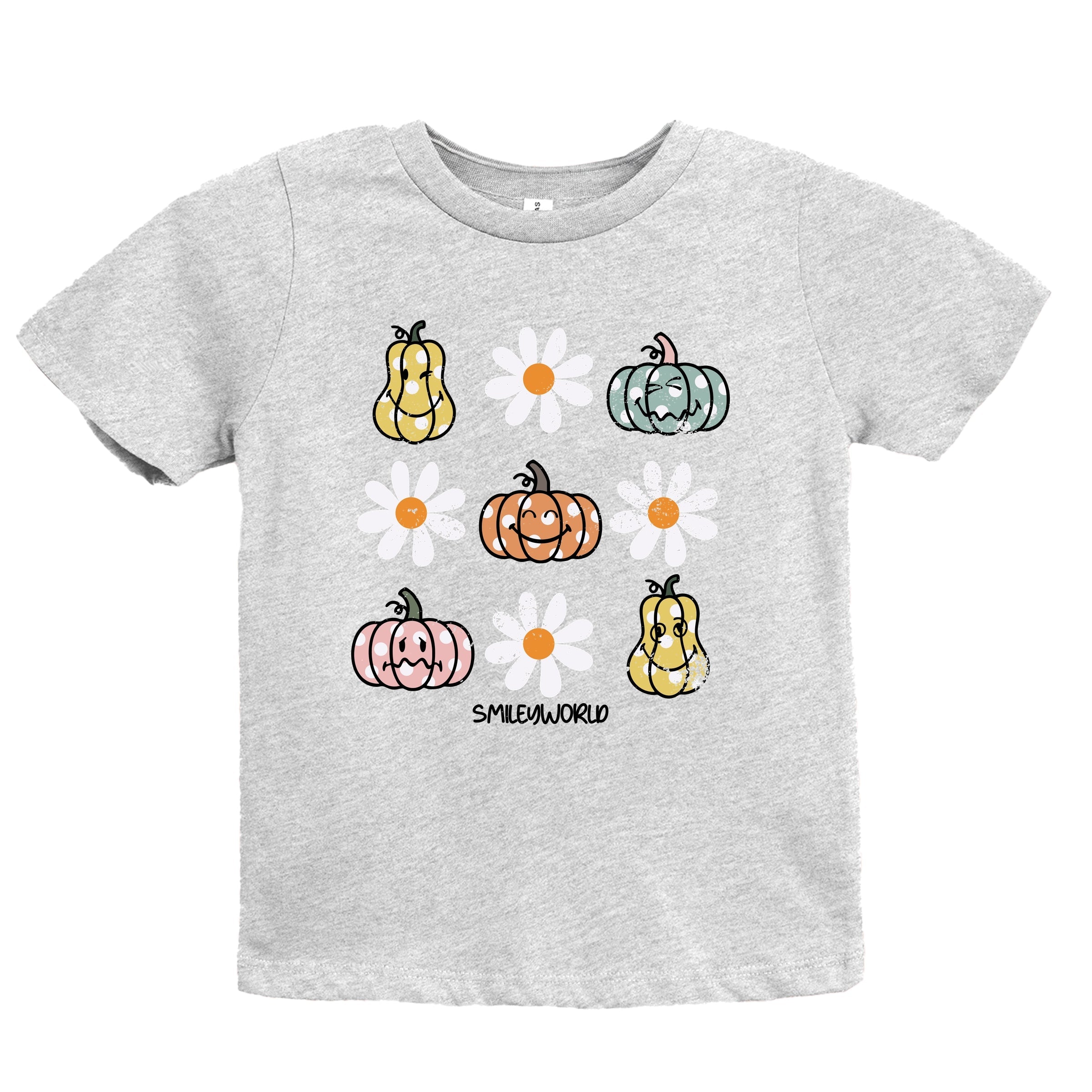 SmileyWorld Pumpkin Daisies Chart - Youth Short Sleeve Graphic T-Shirt and Toddler Short Sleeve Graphic T-Shirt