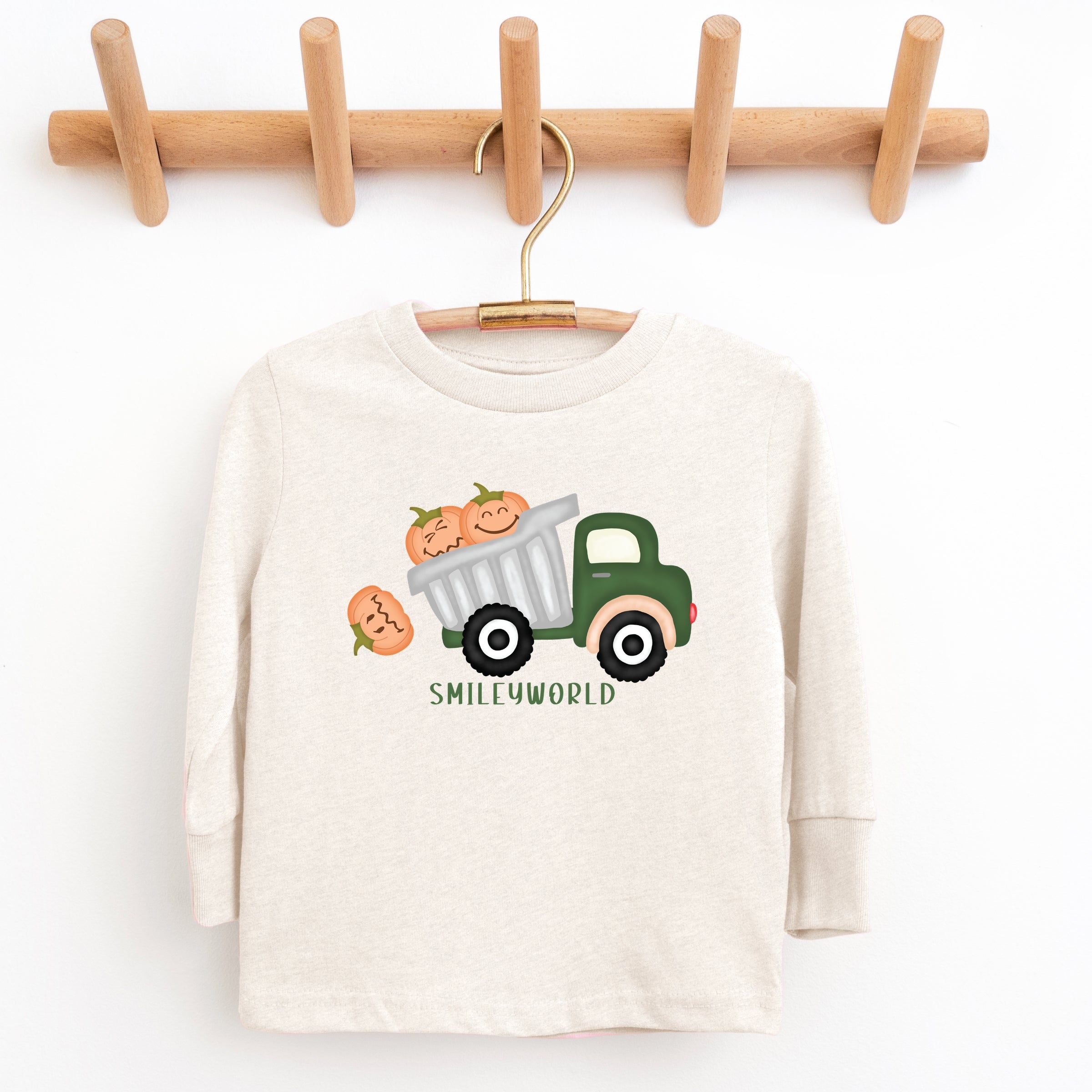 SmileyWorld Dump Truck Pumpkins - Toddler Long Sleeve Tee and Youth Long Sleeve Tee