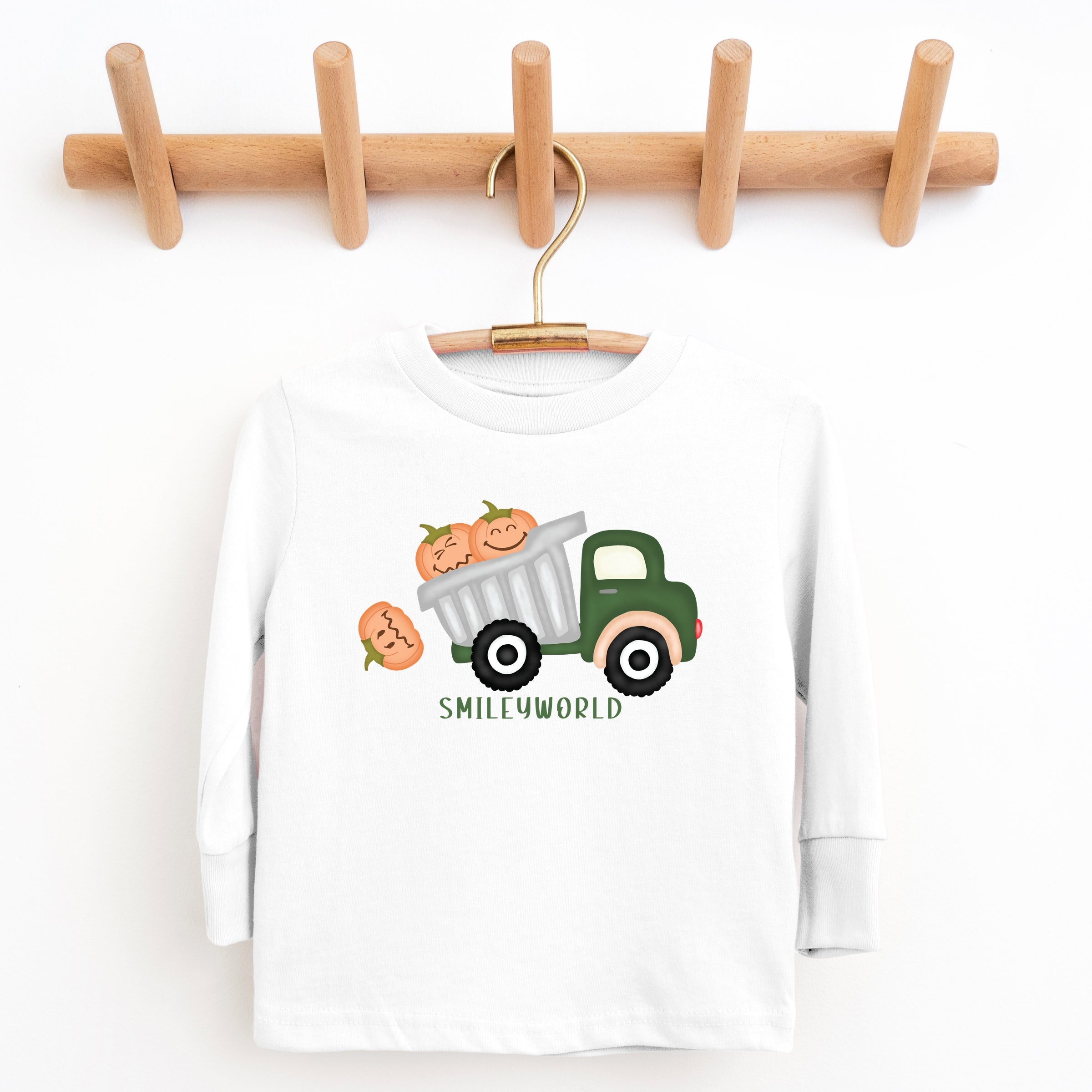 SmileyWorld Dump Truck Pumpkins - Toddler Long Sleeve Tee and Youth Long Sleeve Tee