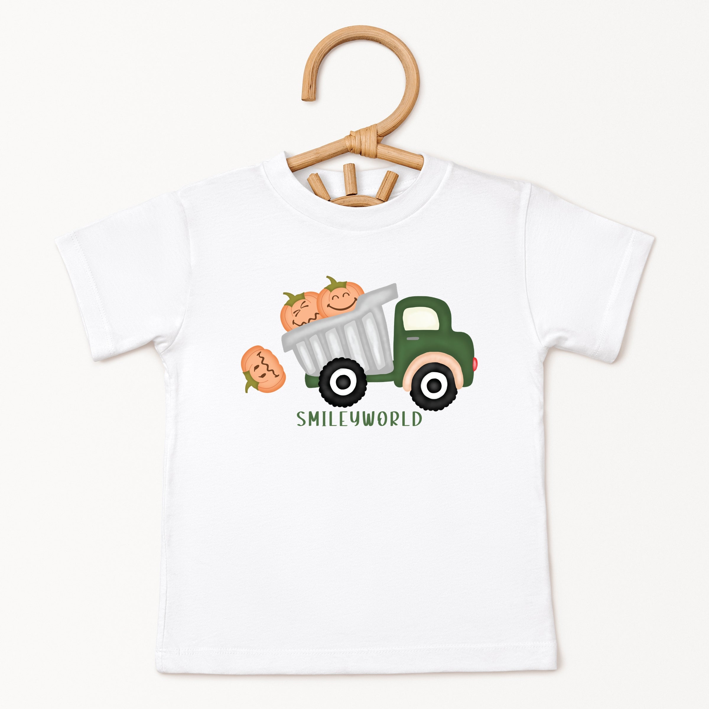 SmileyWorld Dump Truck Pumpkins - Youth Short Sleeve Tee and Toddler Short Sleeve Tee