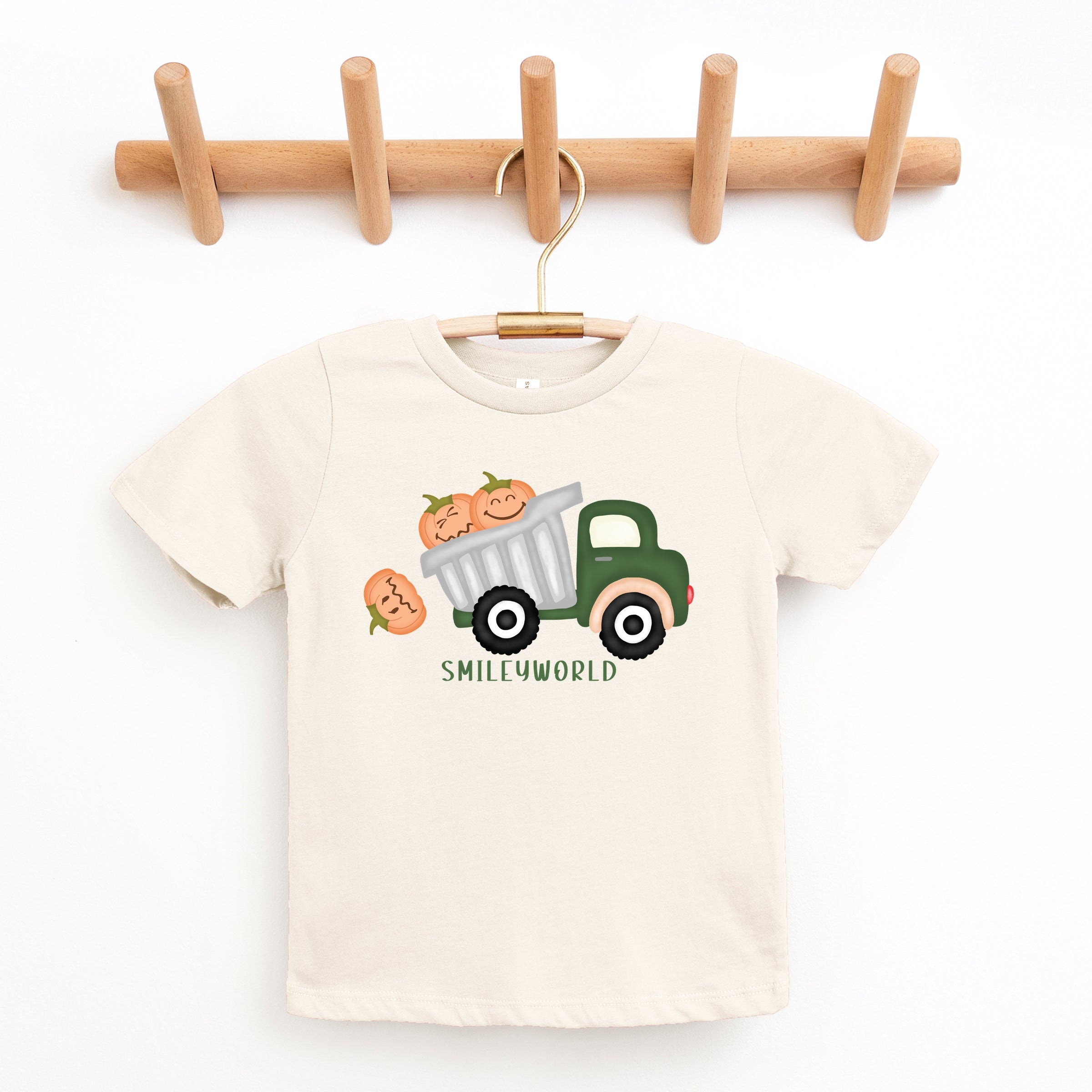 SmileyWorld Dump Truck Pumpkins - Youth Short Sleeve Tee and Toddler Short Sleeve Tee