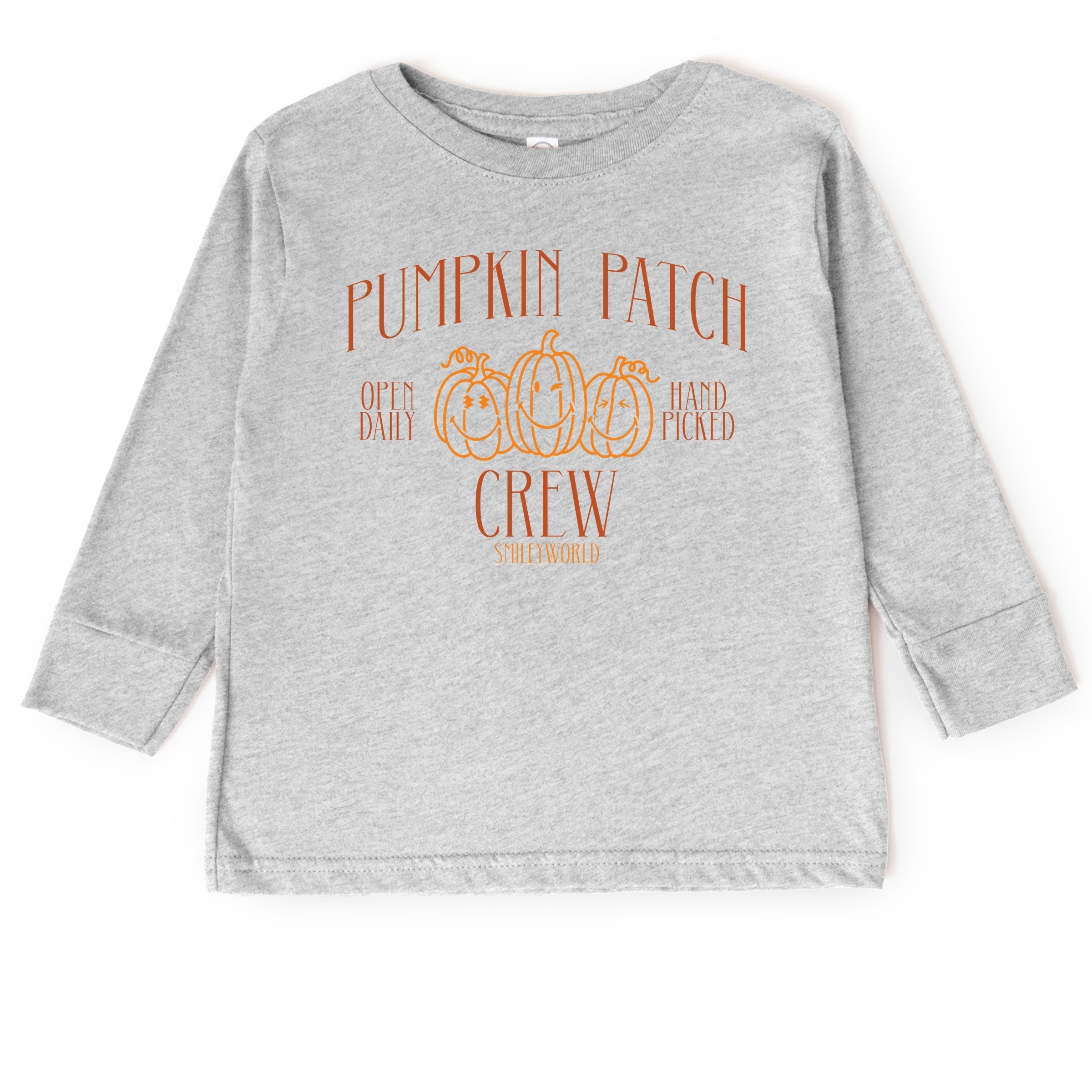 SmileyWorld Pumpkin Patch Crew - Toddler Long Sleeve Graphic Tee and Youth Long Sleeve Graphic T-Shirt