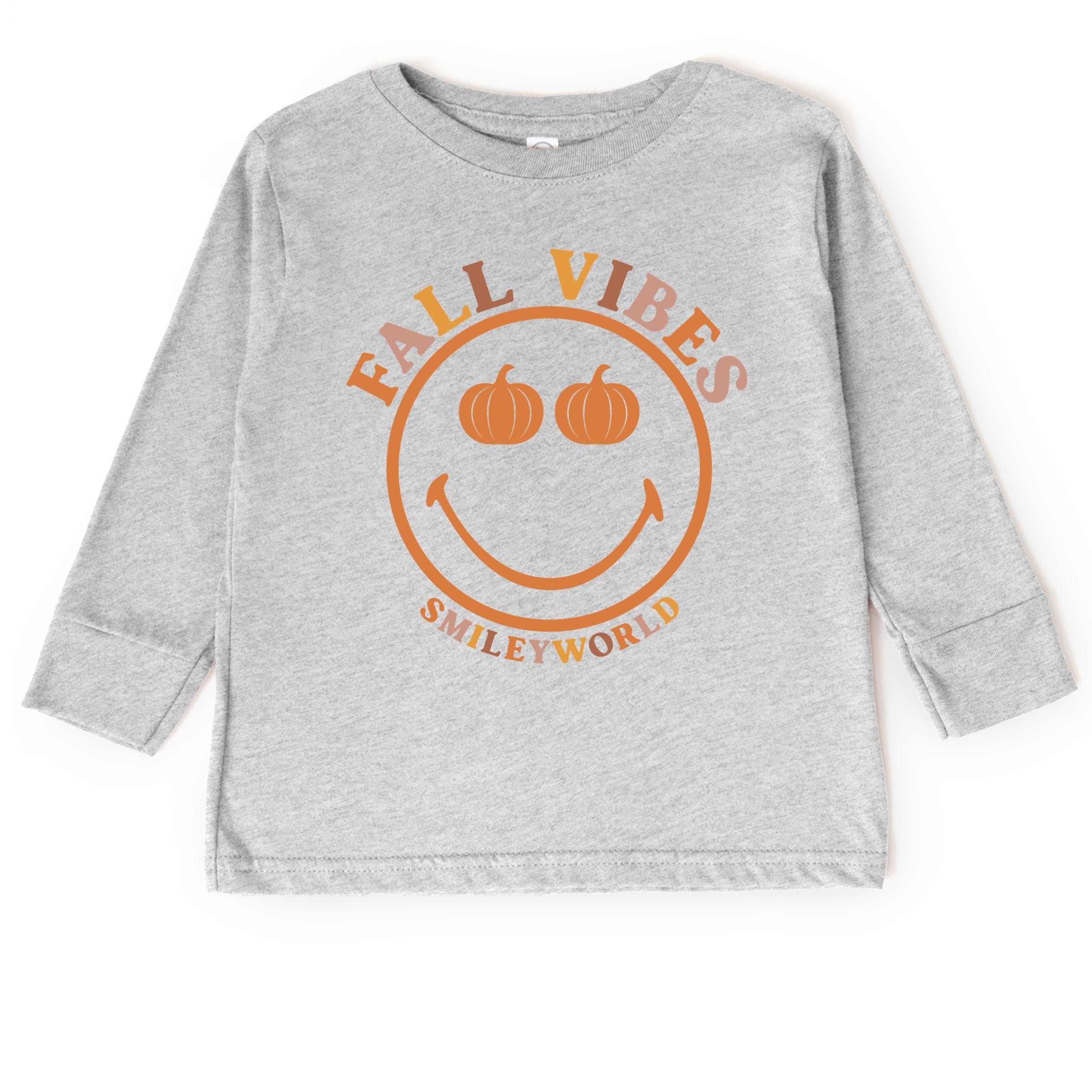 SmileyWorld Fall Vibes - Toddler Long Sleeve Graphic Tee and Youth Long Sleeve Graphic T-Shirt