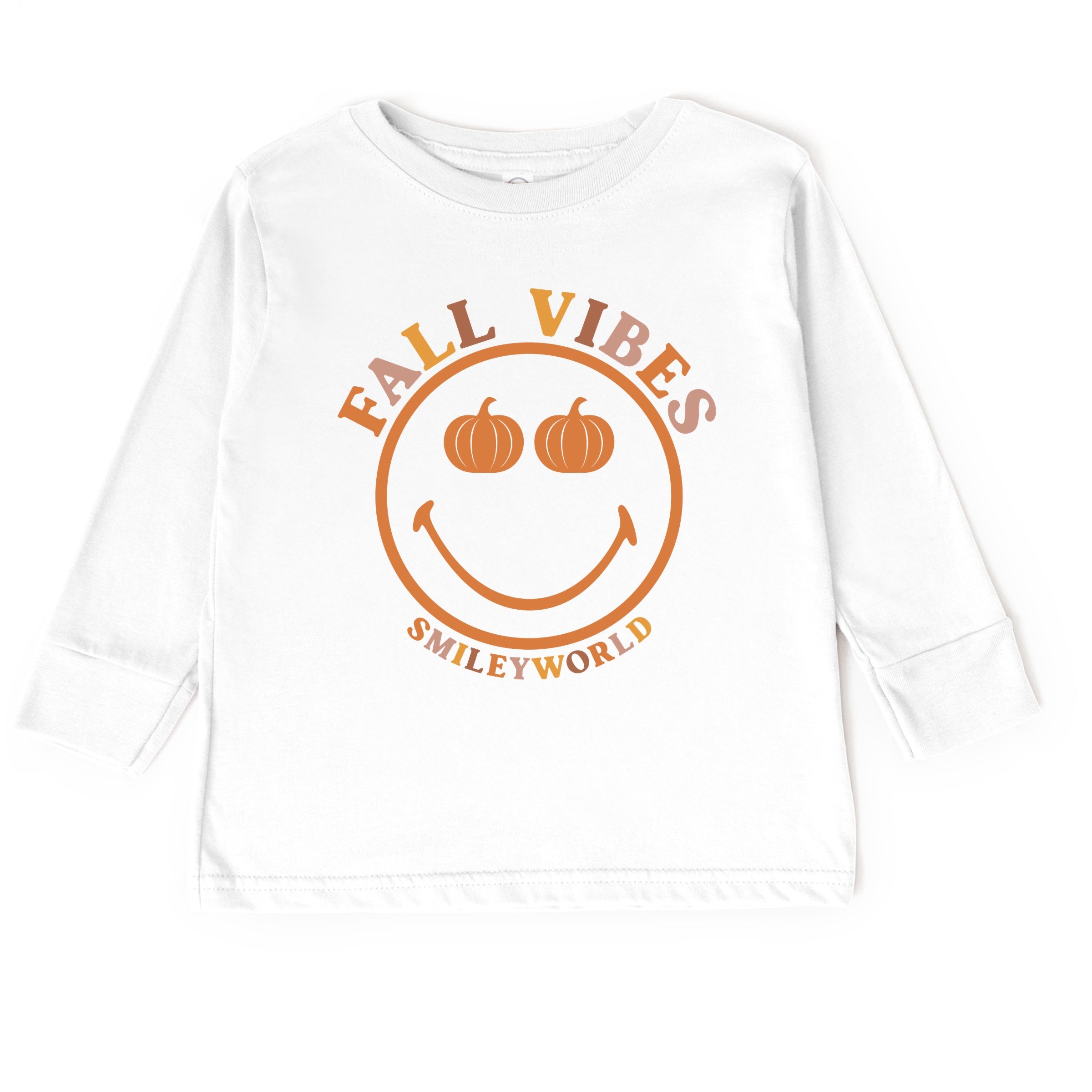 SmileyWorld Fall Vibes - Toddler Long Sleeve Graphic Tee and Youth Long Sleeve Graphic T-Shirt