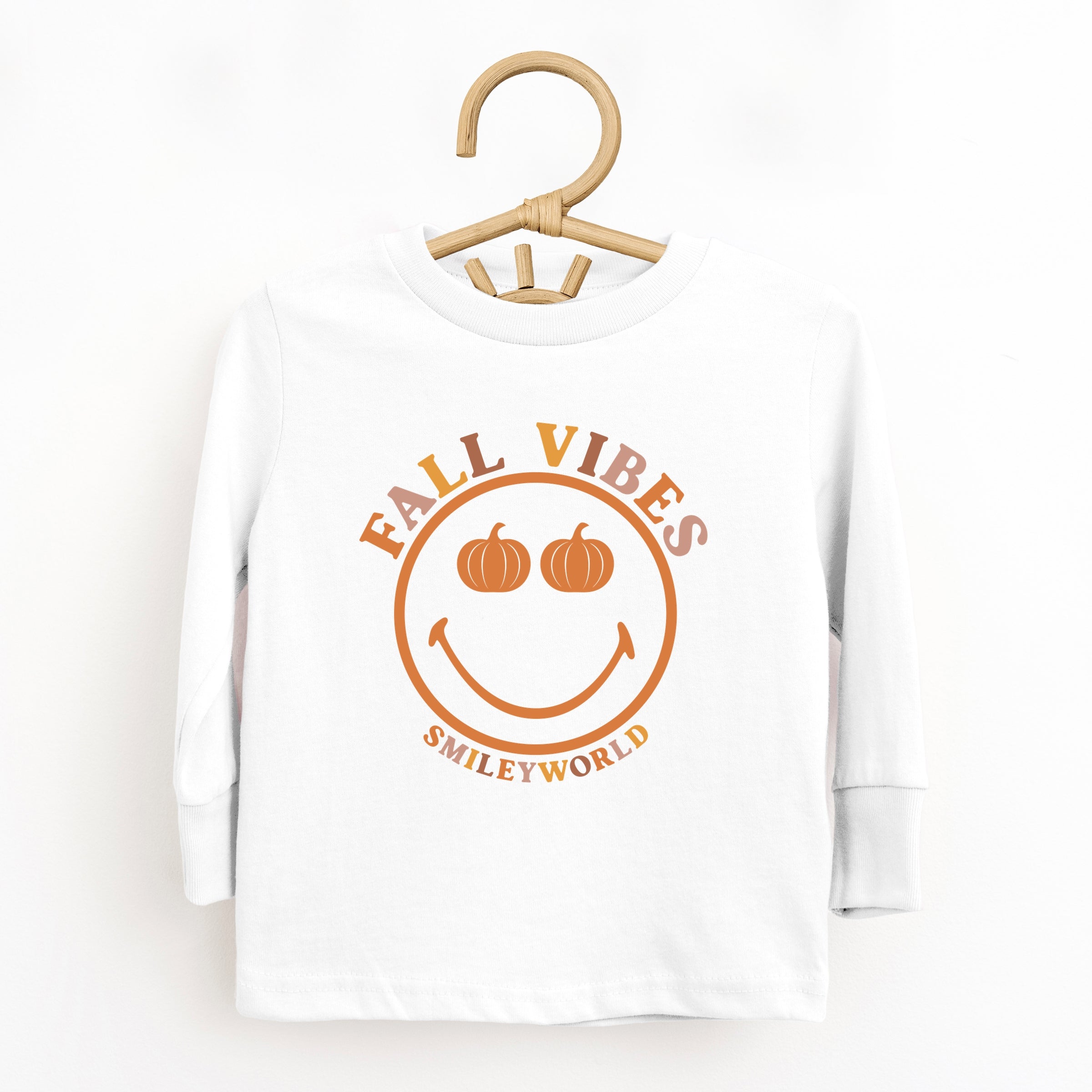 SmileyWorld Fall Vibes - Toddler Long Sleeve Graphic Tee and Youth Long Sleeve Graphic T-Shirt