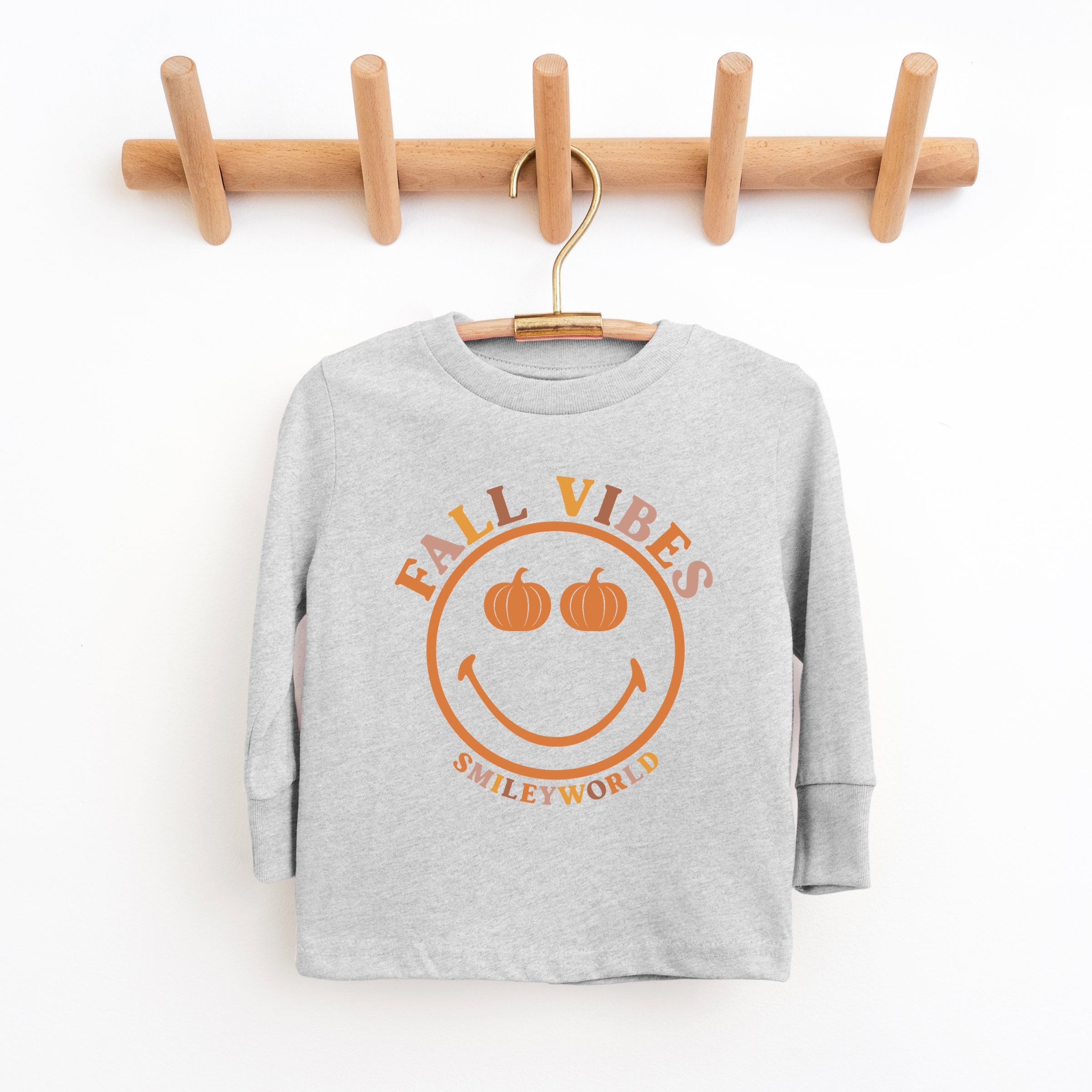 SmileyWorld Fall Vibes - Toddler Long Sleeve Graphic Tee and Youth Long Sleeve Graphic T-Shirt