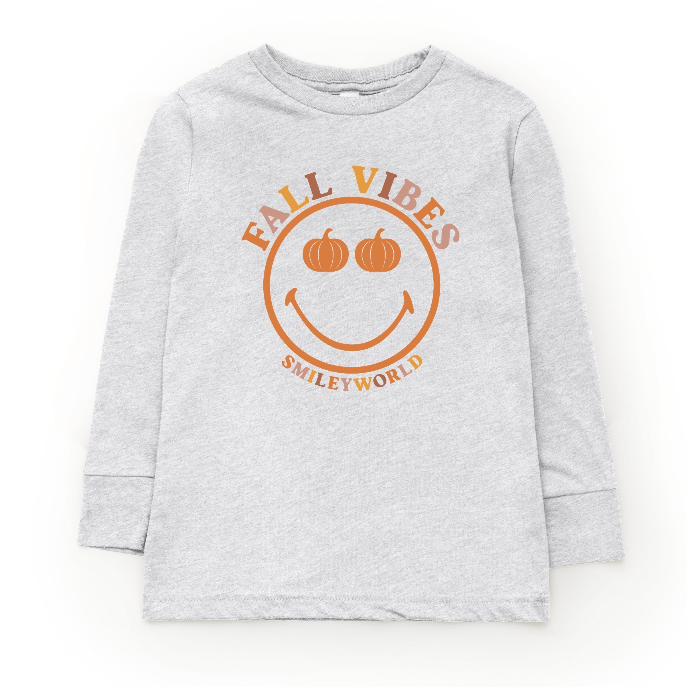 SmileyWorld Fall Vibes - Toddler Long Sleeve Graphic Tee and Youth Long Sleeve Graphic T-Shirt