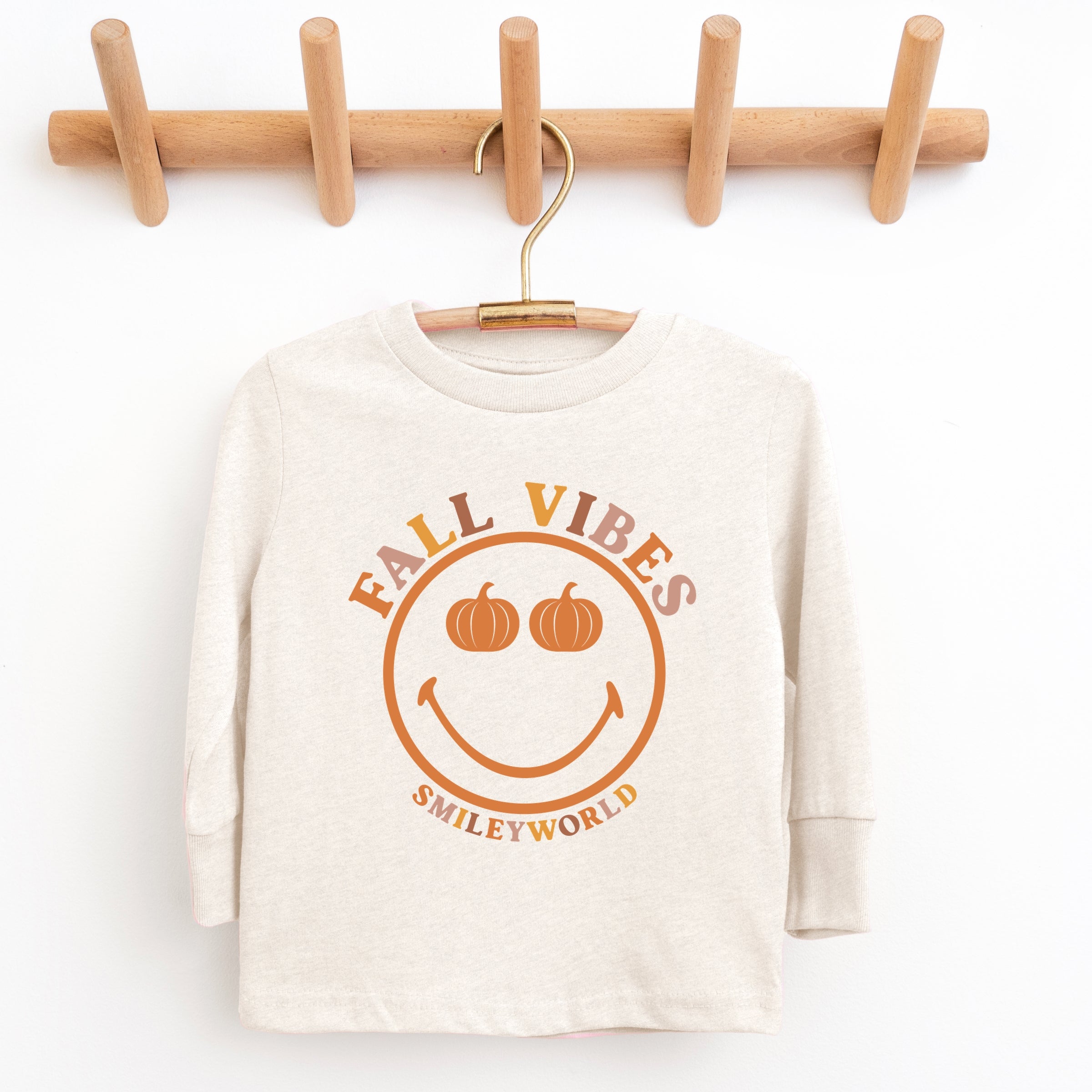 SmileyWorld Fall Vibes - Toddler Long Sleeve Graphic Tee and Youth Long Sleeve Graphic T-Shirt